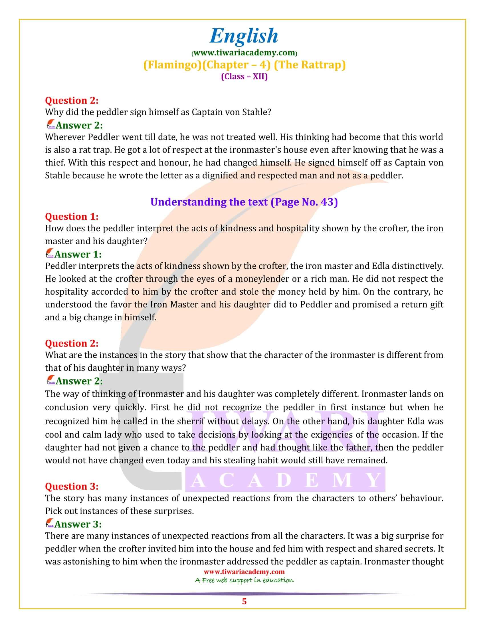 NCERT Solutions for Class 12 English Flamingo Chapter 4