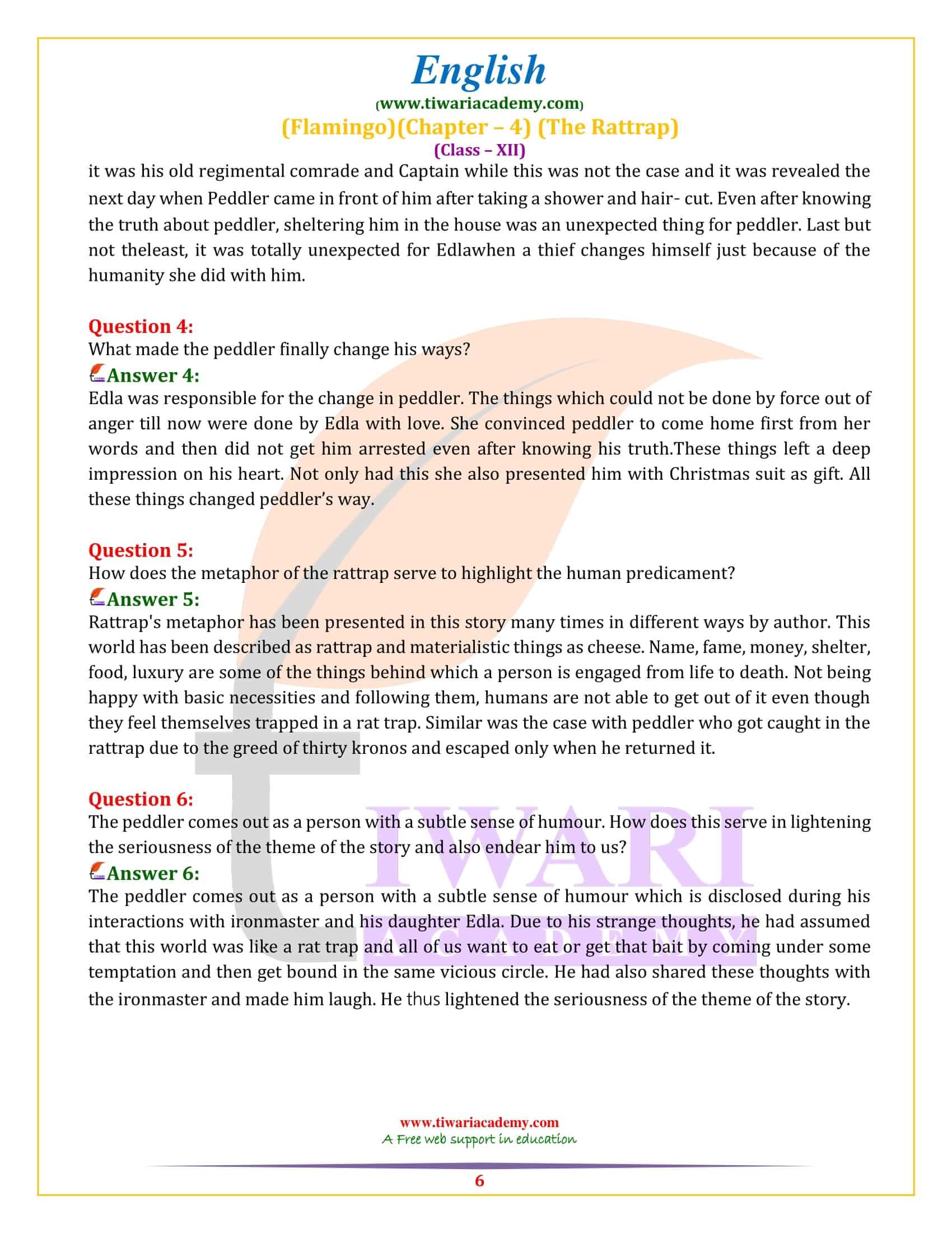 NCERT Solutions for Class 12 English Flamingo Chapter 4 Question answers