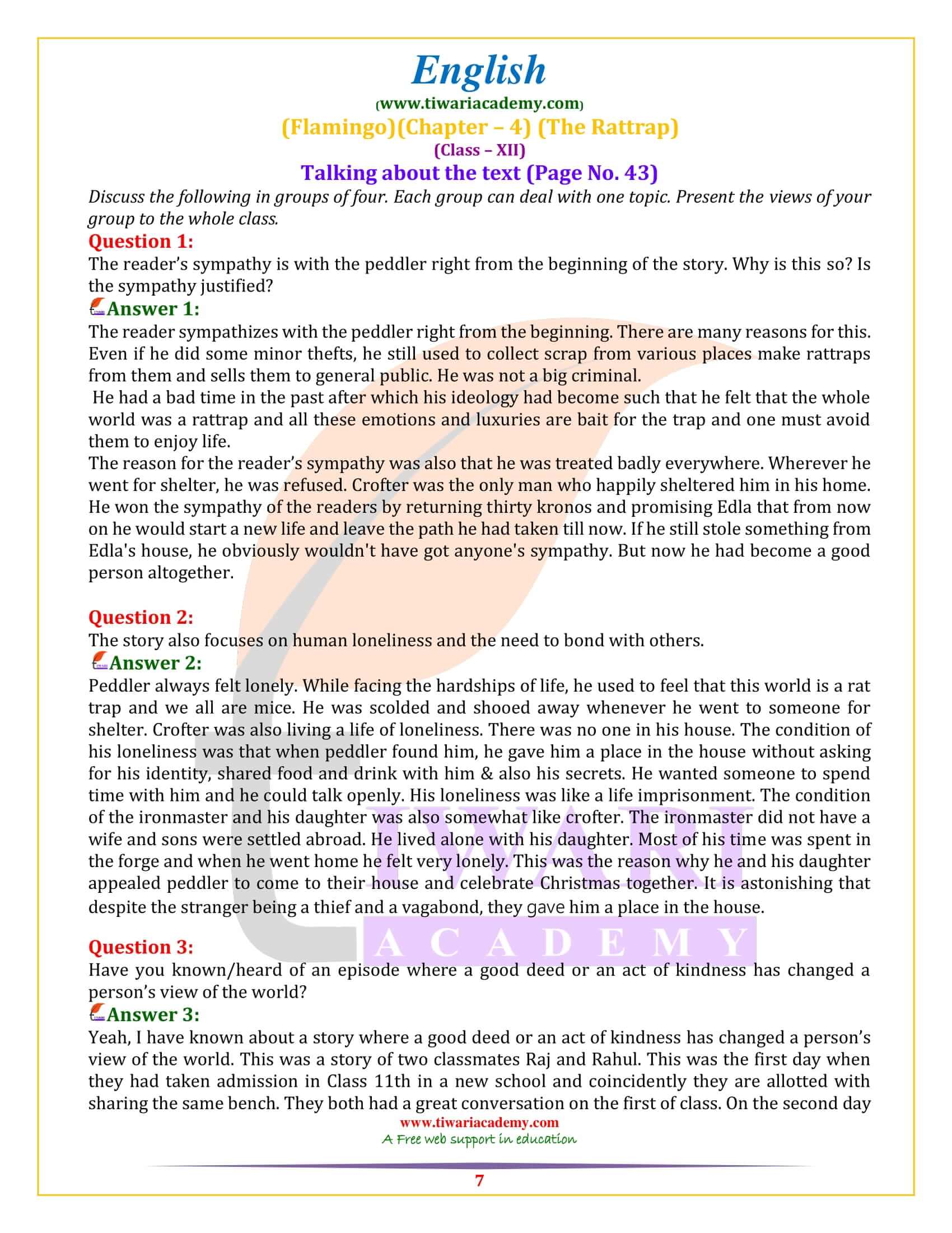 NCERT Solutions for Class 12 English Flamingo Chapter 4 extra questions