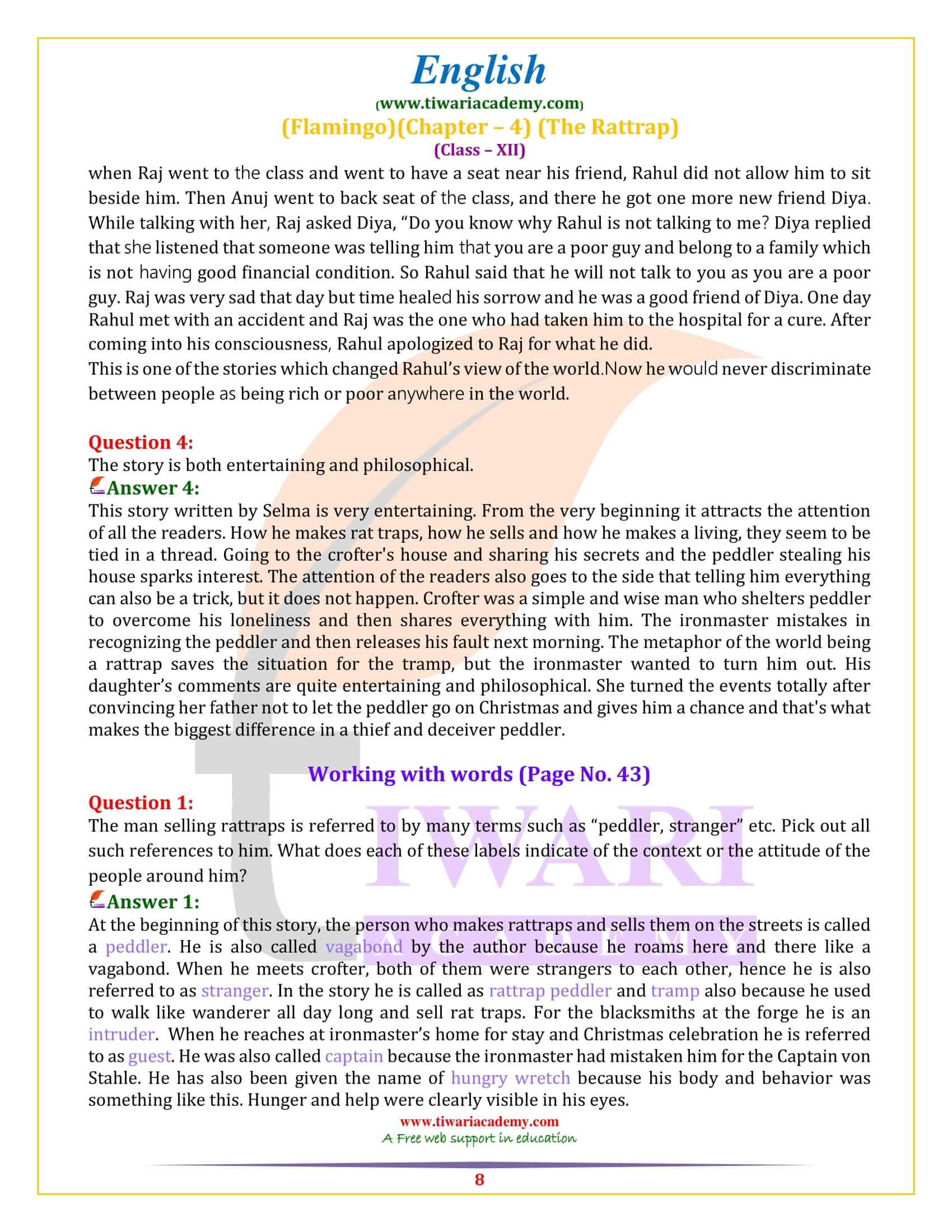 Class 12 English Flamingo Chapter 4 question answers