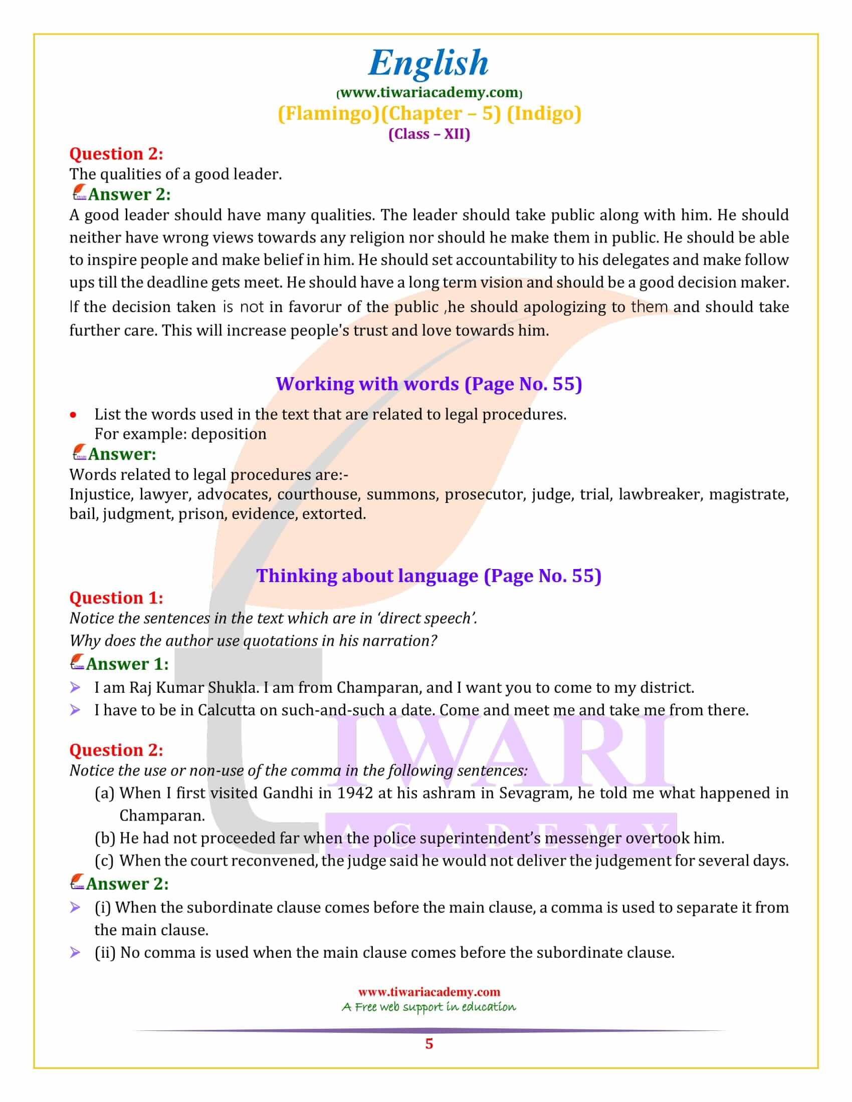 Class 12 English Flamingo Chapter 5