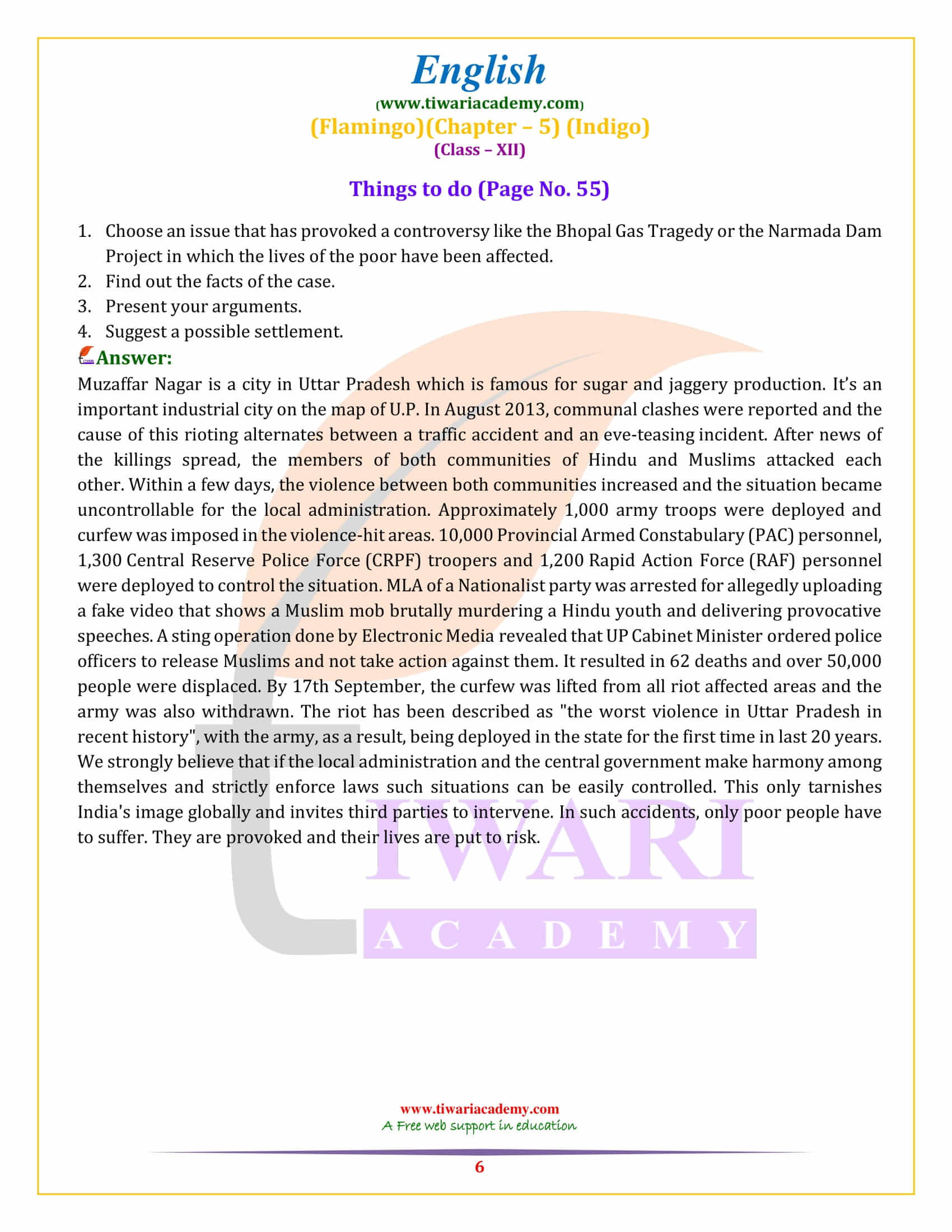 NCERT Solutions for Class 12 English Flamingo Chapter 5 free