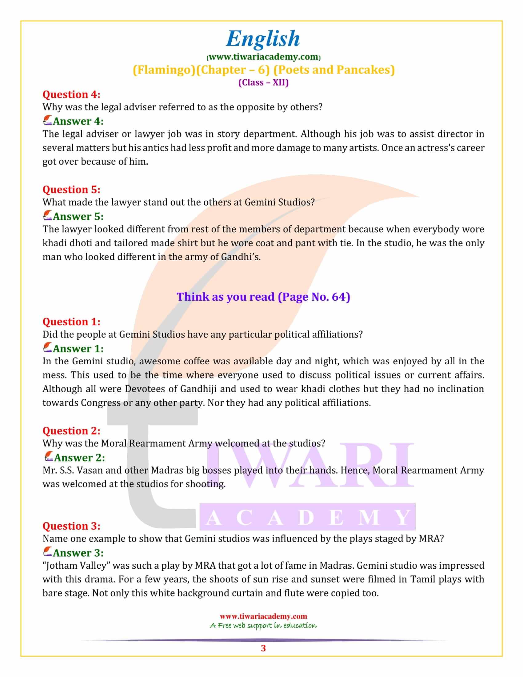NCERT Solutions for Class 12 English Chapter 6
