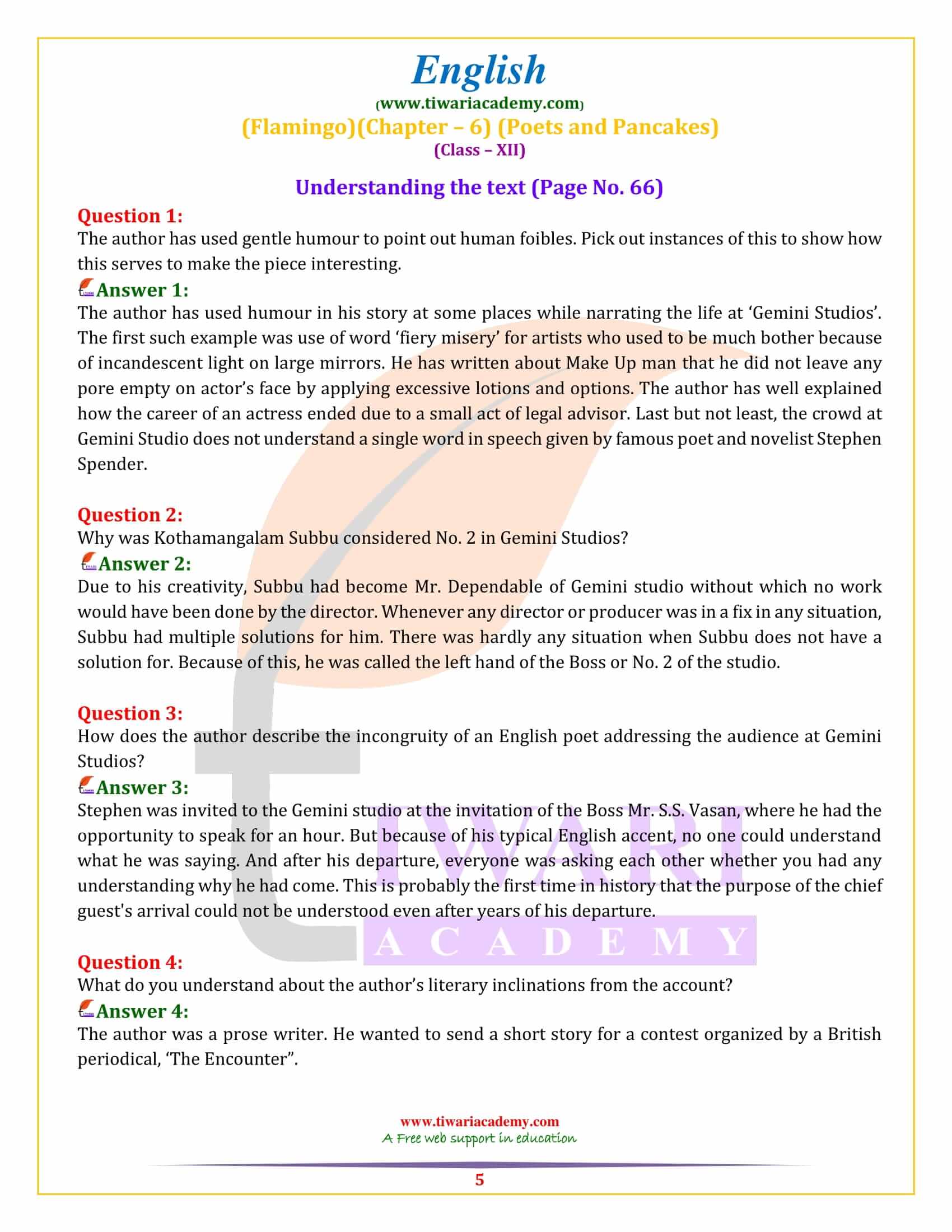 NCERT Solutions for Class 12 English Flamingo Chapter 6 Question Answers