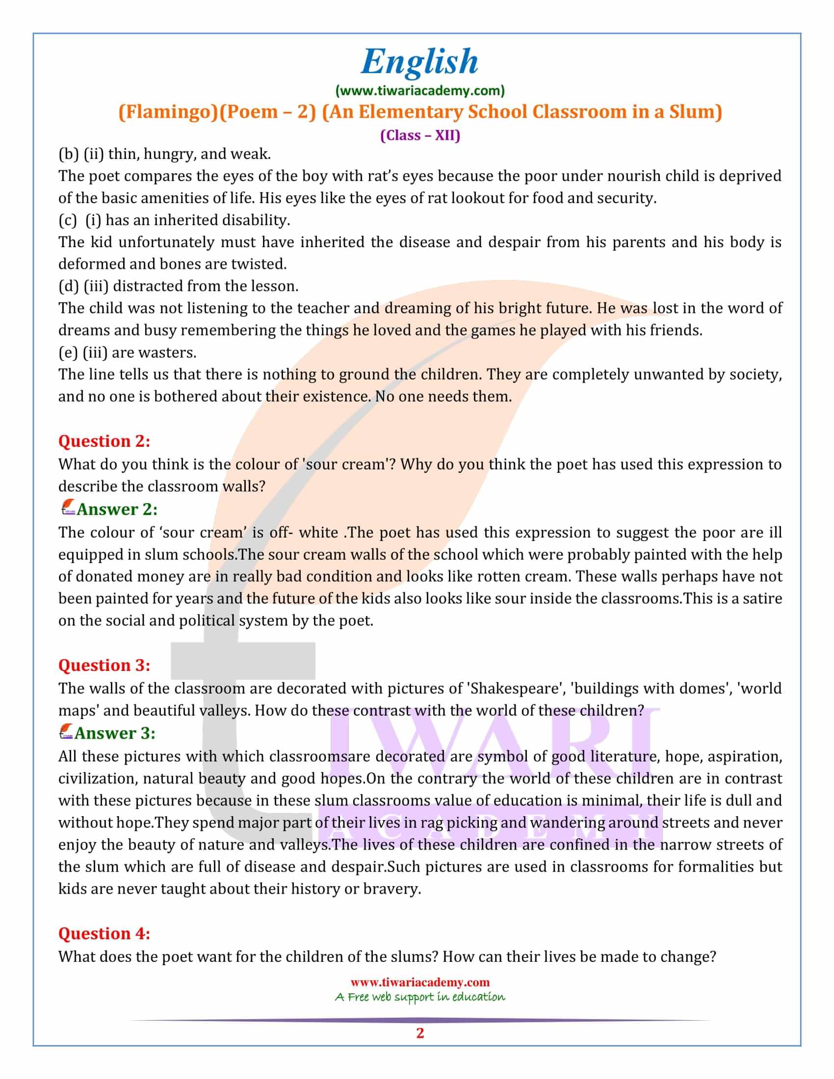 NCERT Solutions for Class 12 English Poem 2