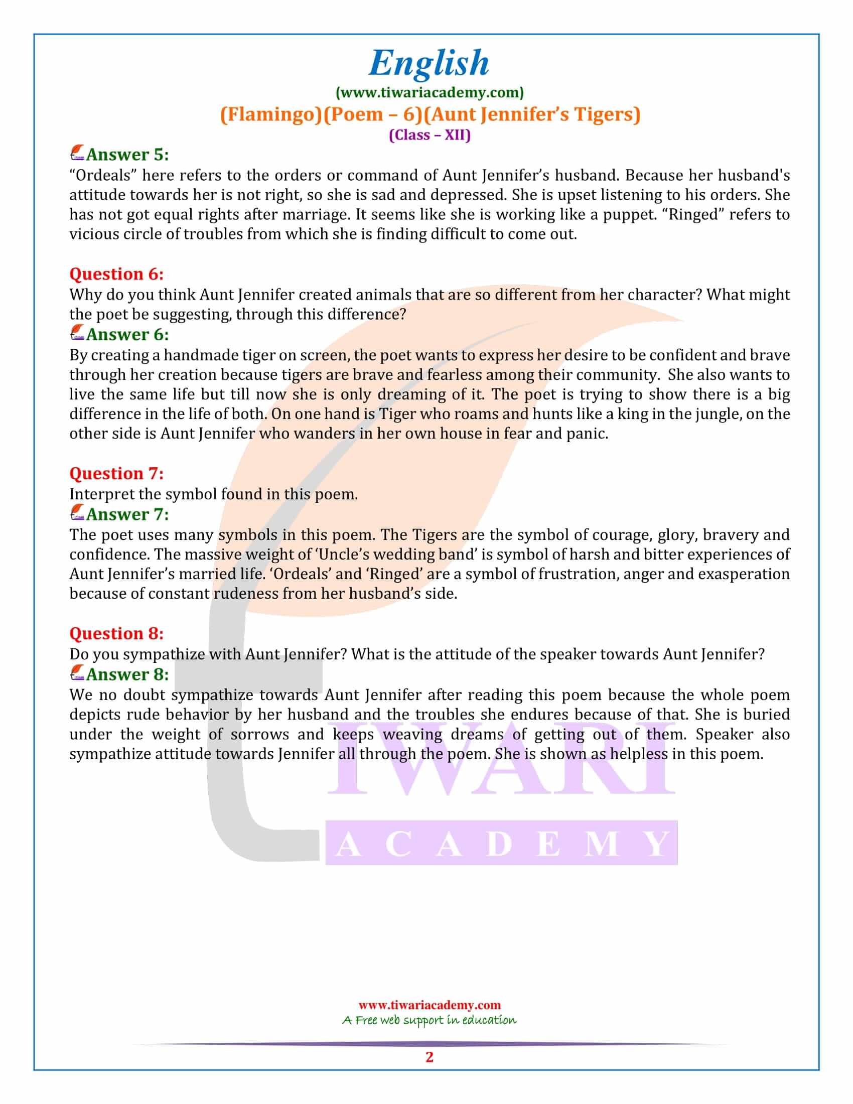 NCERT Solutions for Class 12 English Poem 6