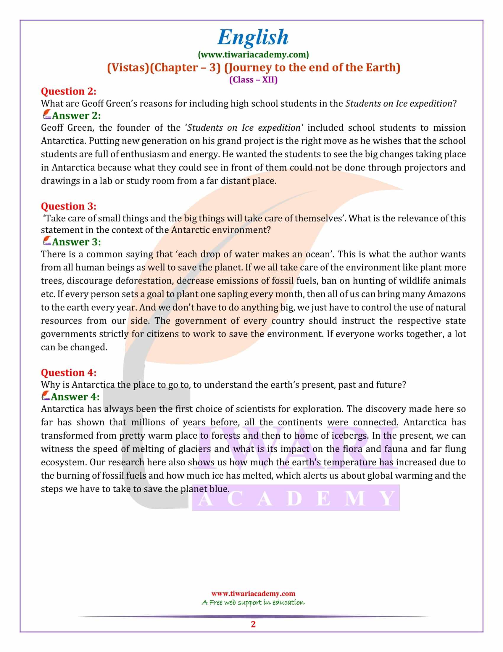 NCERT Solutions for Class 12 English Vistas Chapter 3