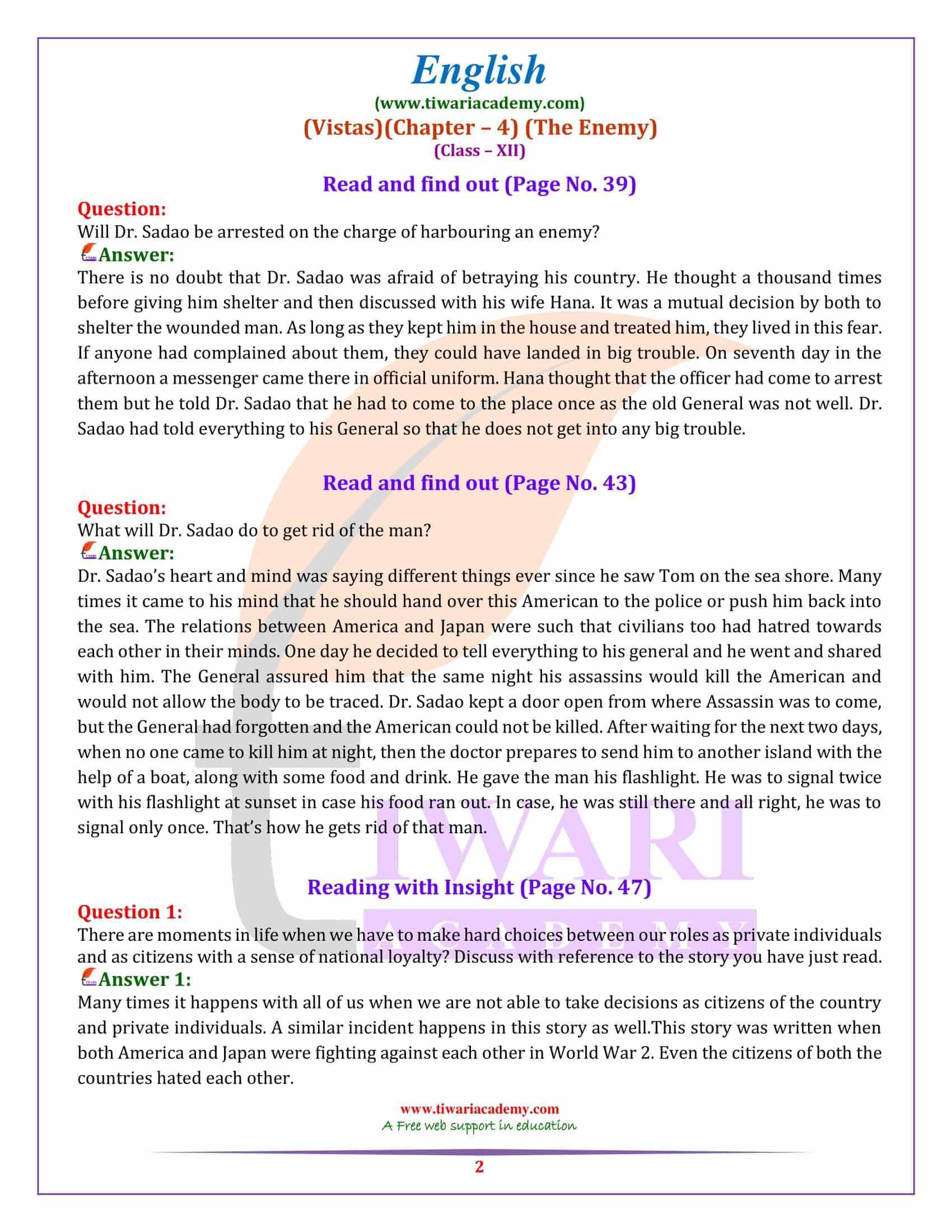 NCERT Solutions for Class 12 English Vistas Chapter 4