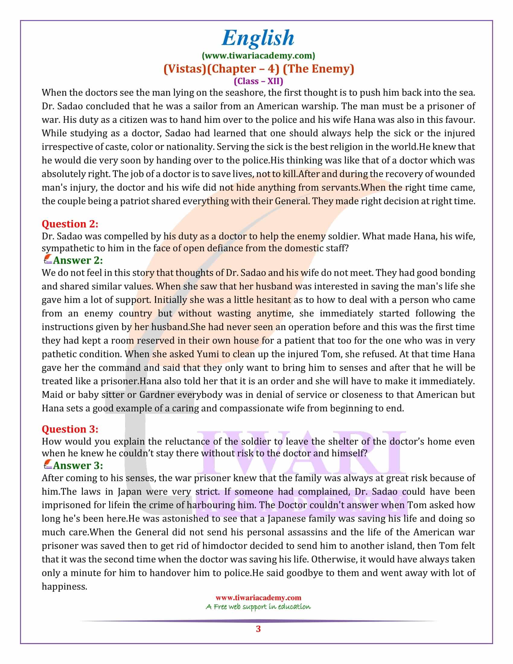 NCERT Solutions for Class 12 English Vistas Chapter 4 question answers