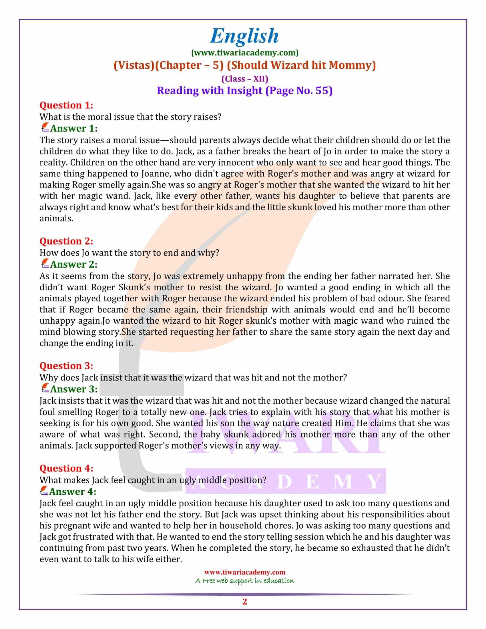 NCERT Solutions for Class 12 English Vistas Chapter 5