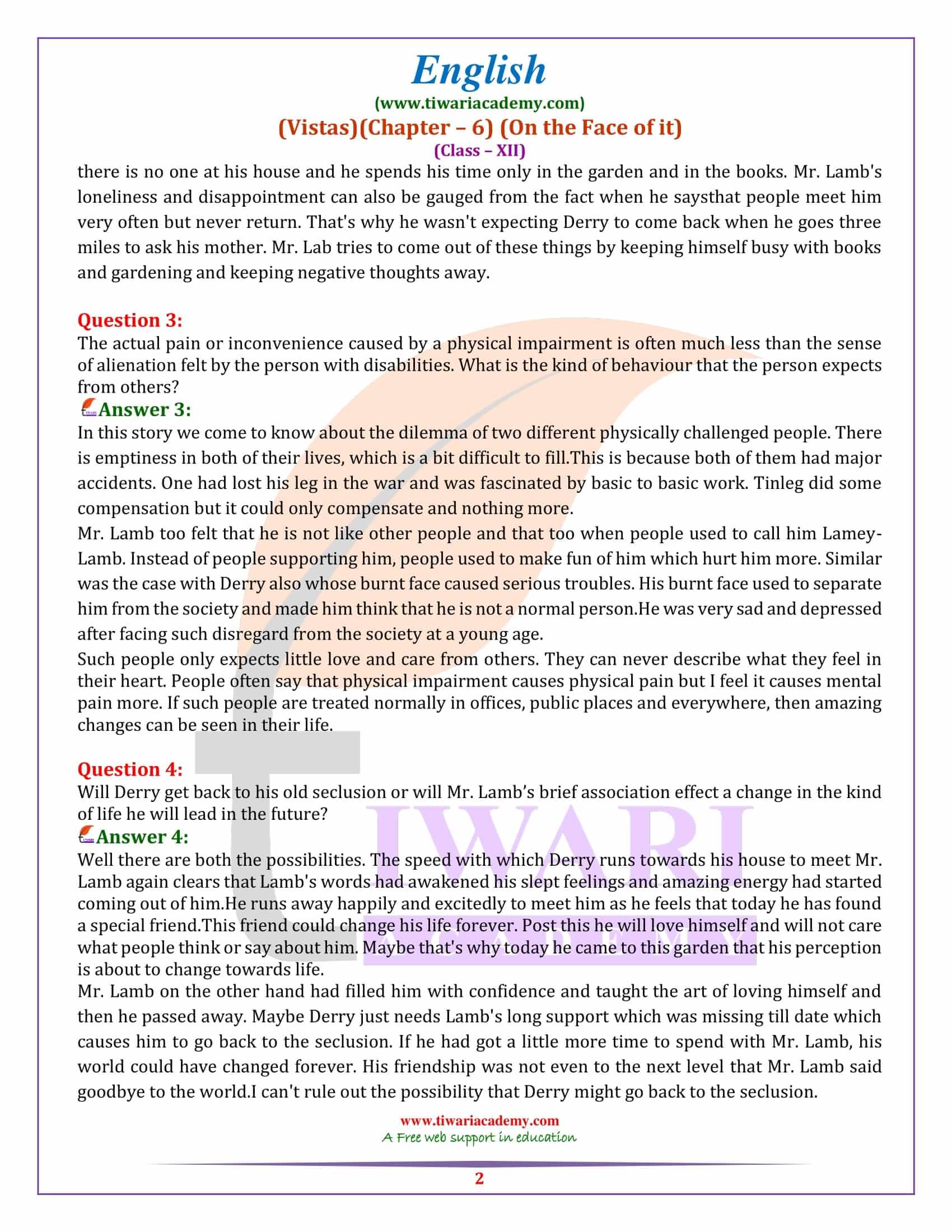 NCERT Solutions for Class 12 English Vistas Chapter 6