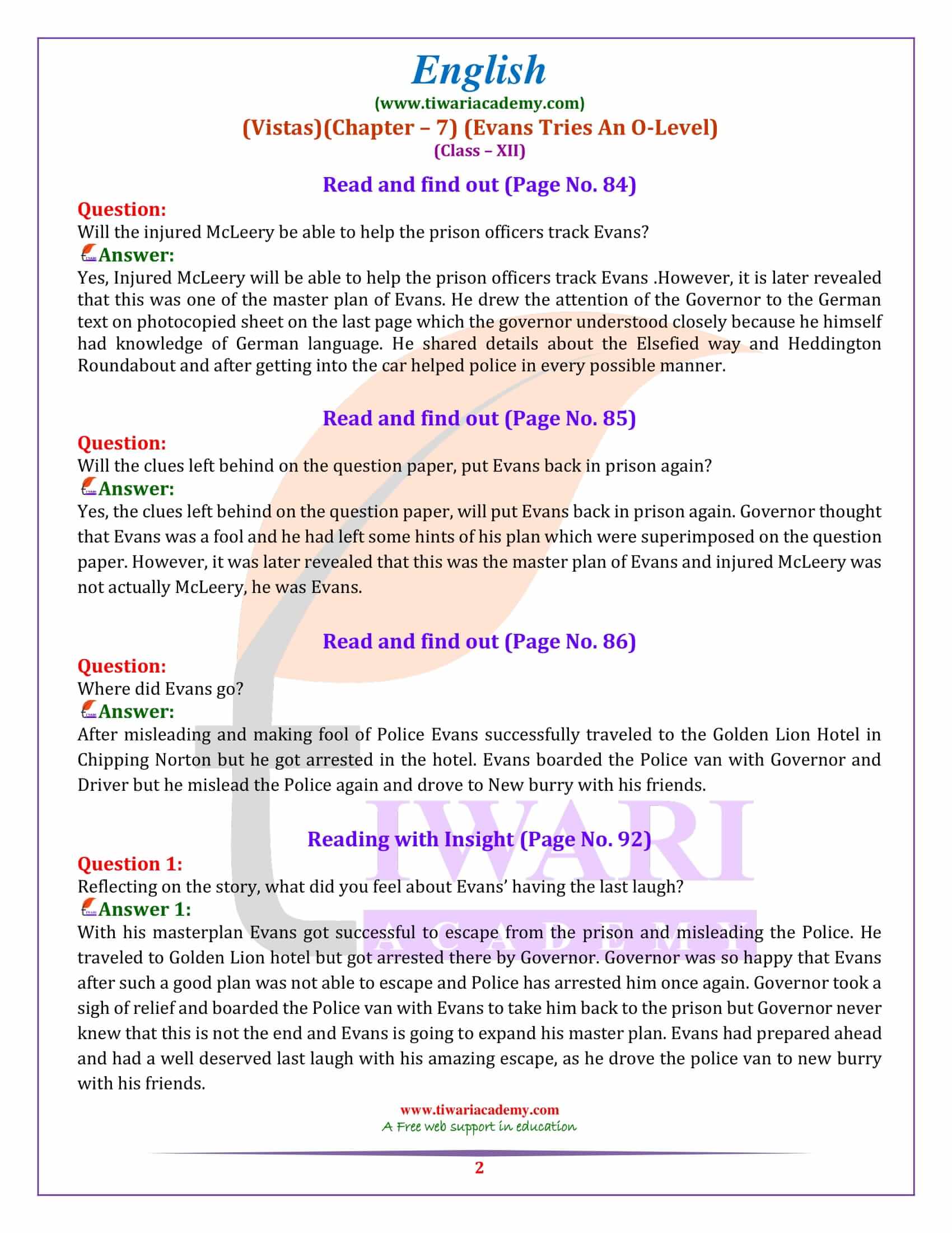 NCERT Solutions for Class 12 English Vistas Chapter 7