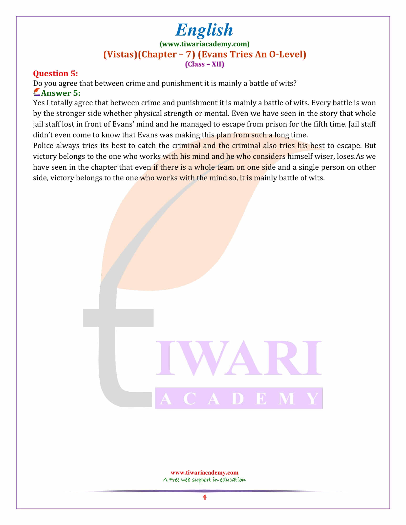 NCERT Solutions for Class 12 English Vistas Chapter 7 Question Answers