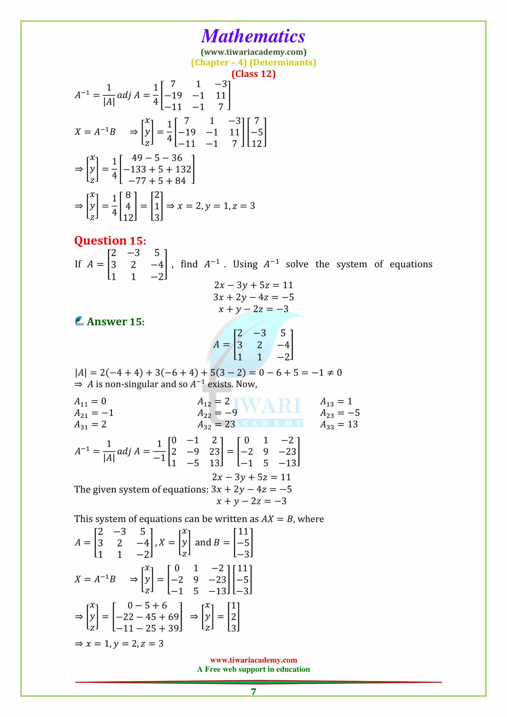 class 12 Maths exercise 4.6 questions 14