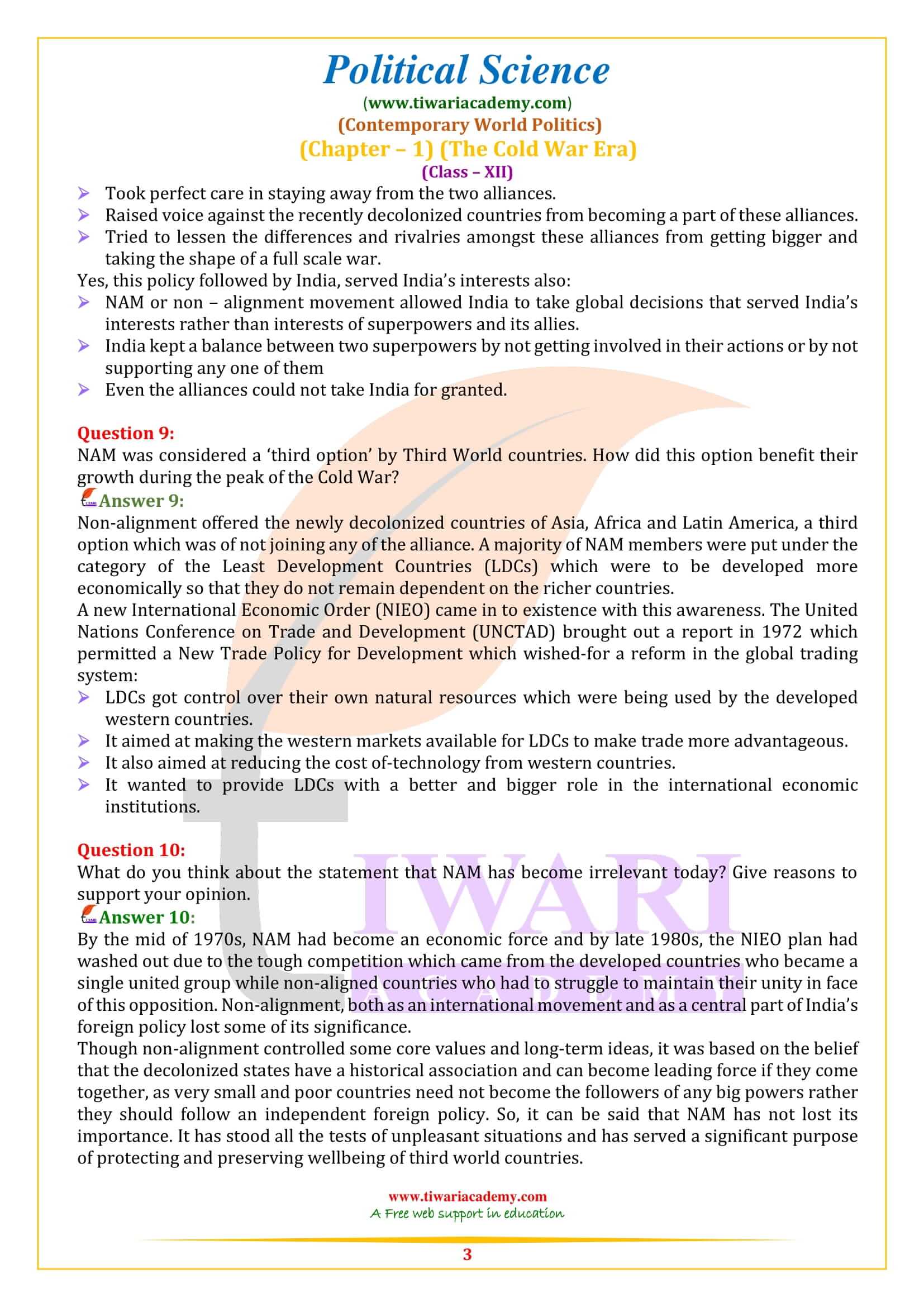 Class 12 Political Science Chapter 1 Question answers