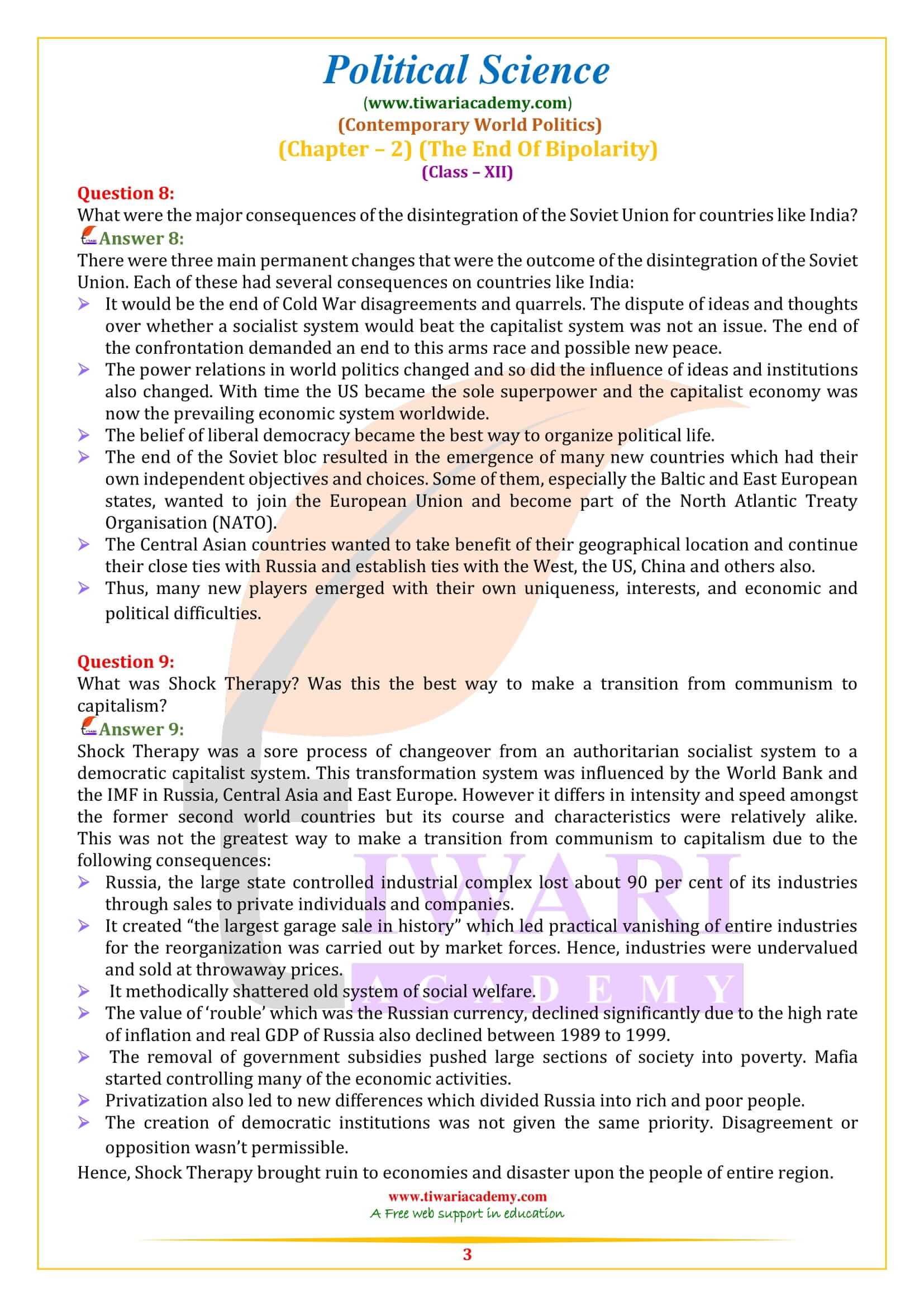 NCERT Solutions for Class 12 Political Science Chapter 2 in English Medium