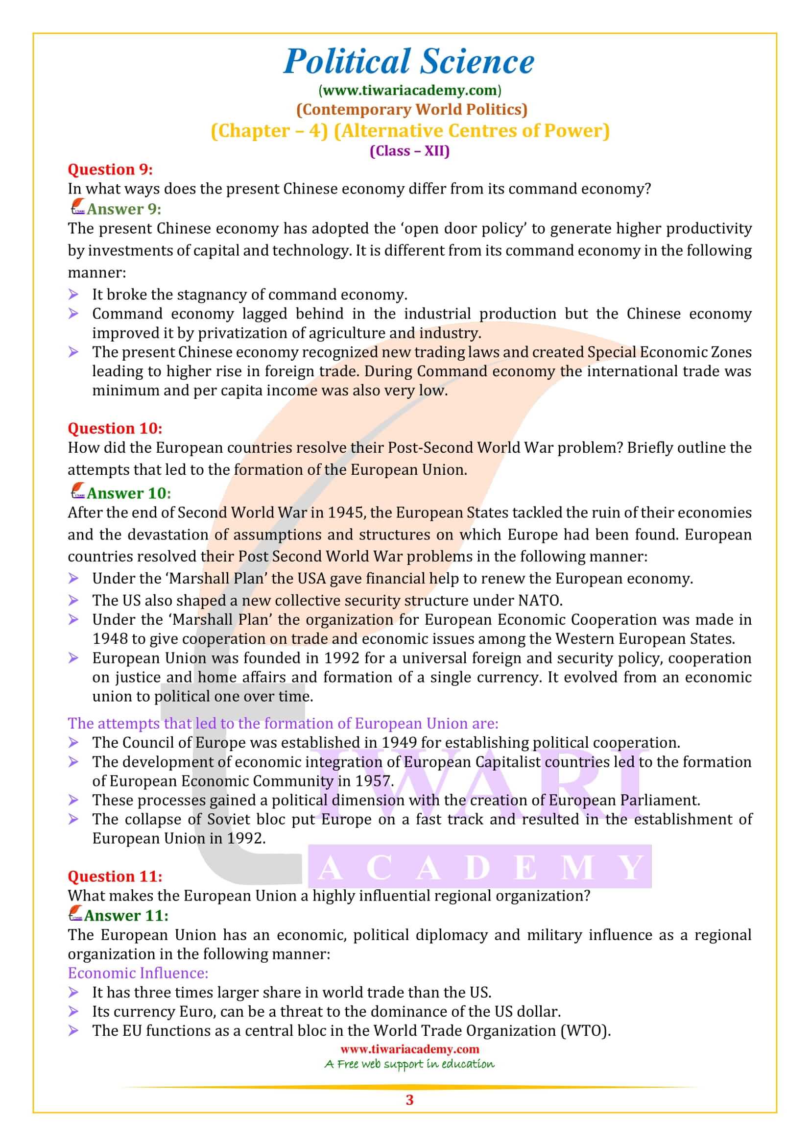 NCERT Solutions for Class 12 Political Science Chapter 4 in English Medium