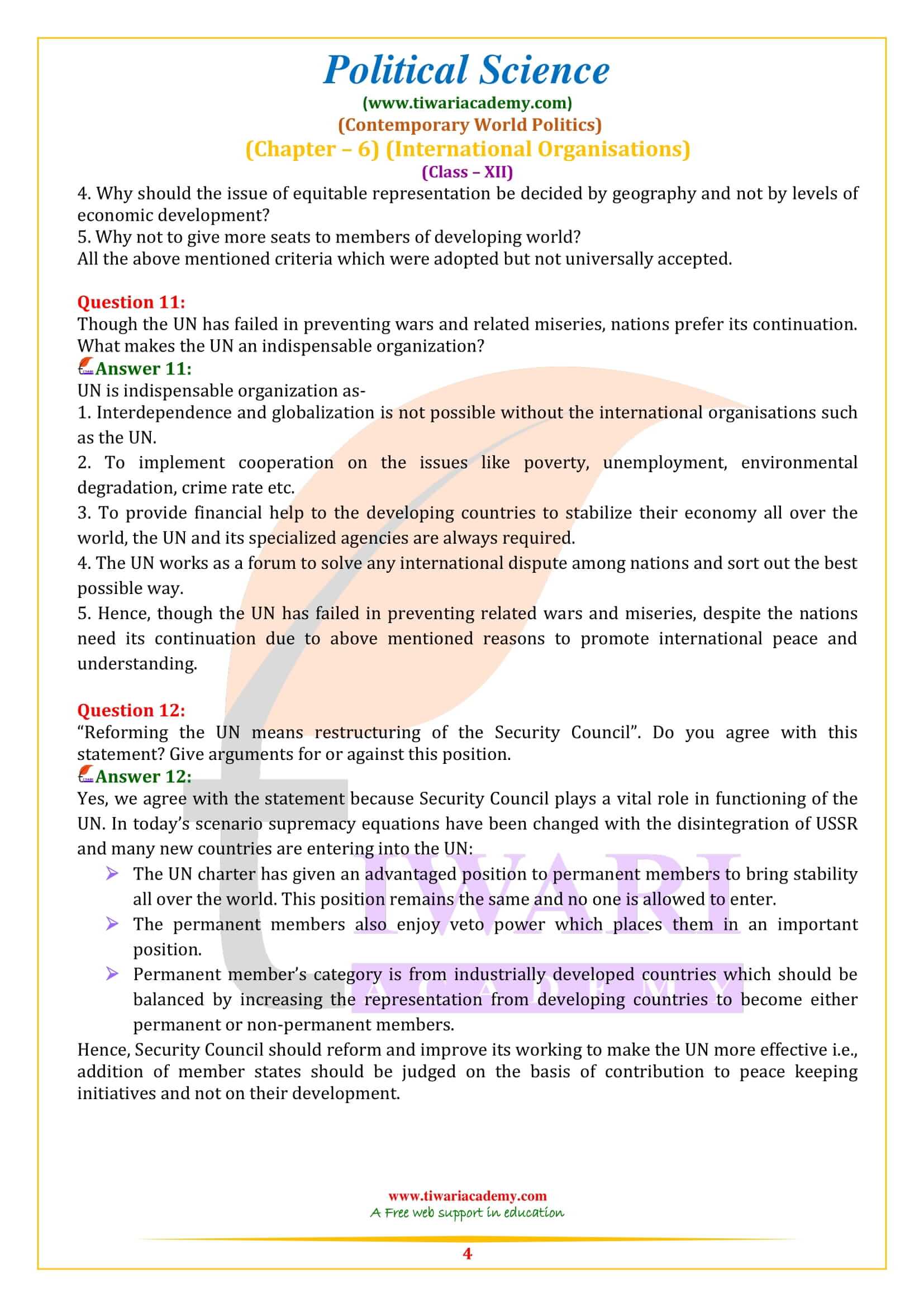 Class 12 Political Science Chapter 6