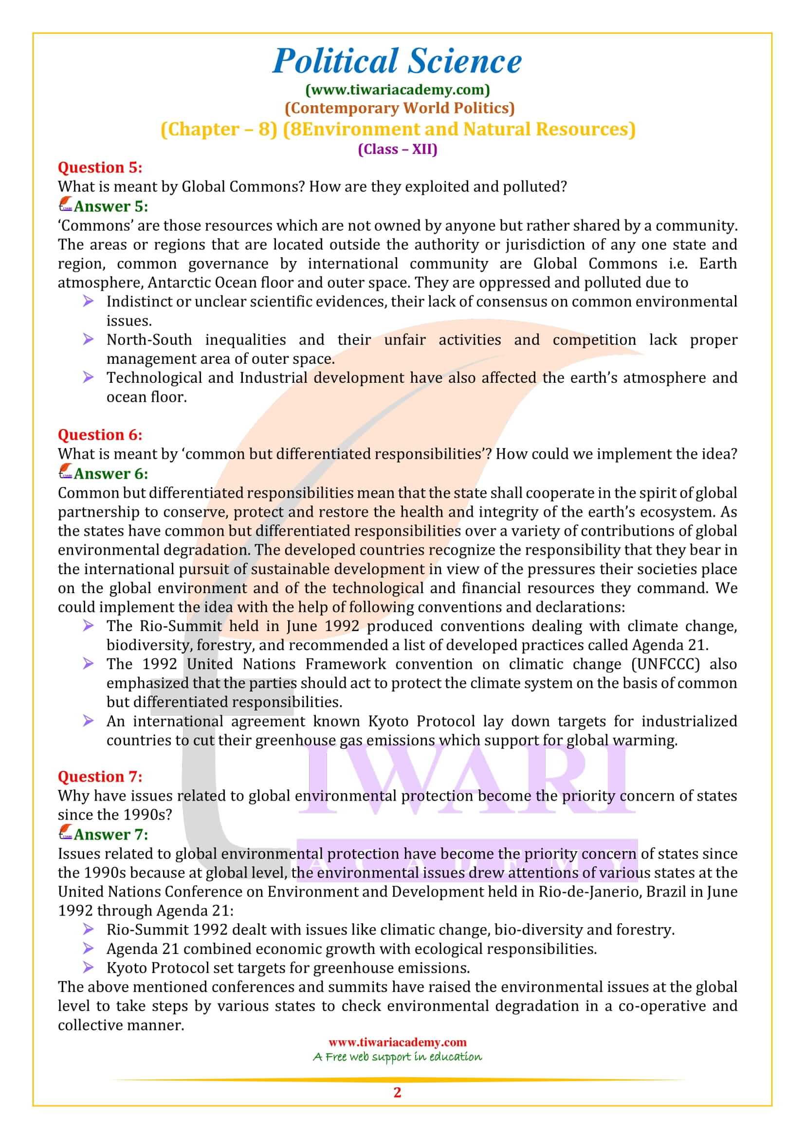 NCERT Solutions for Class 12 Political Science Chapter 8
