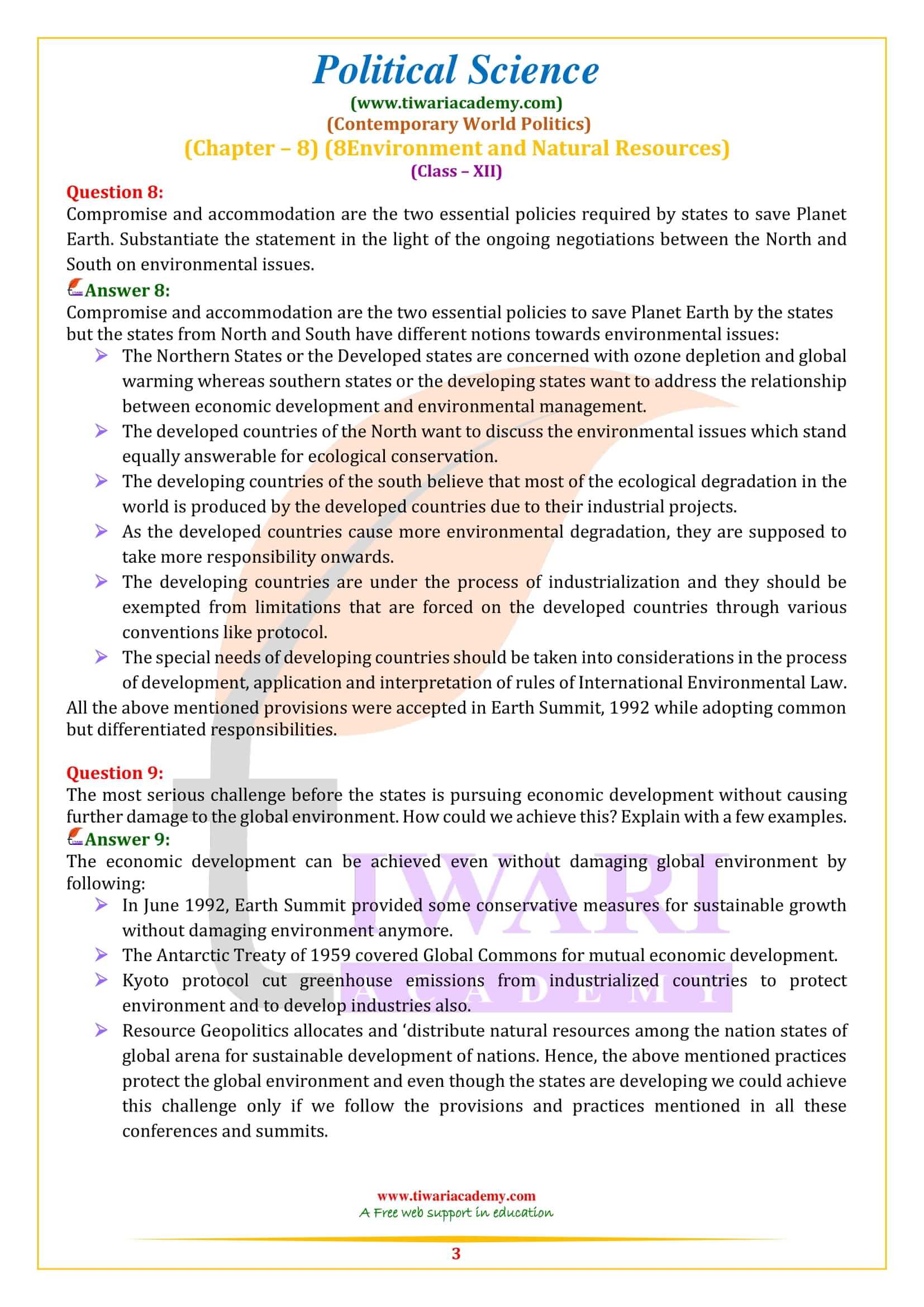 Class 12 Political Science Chapter 8