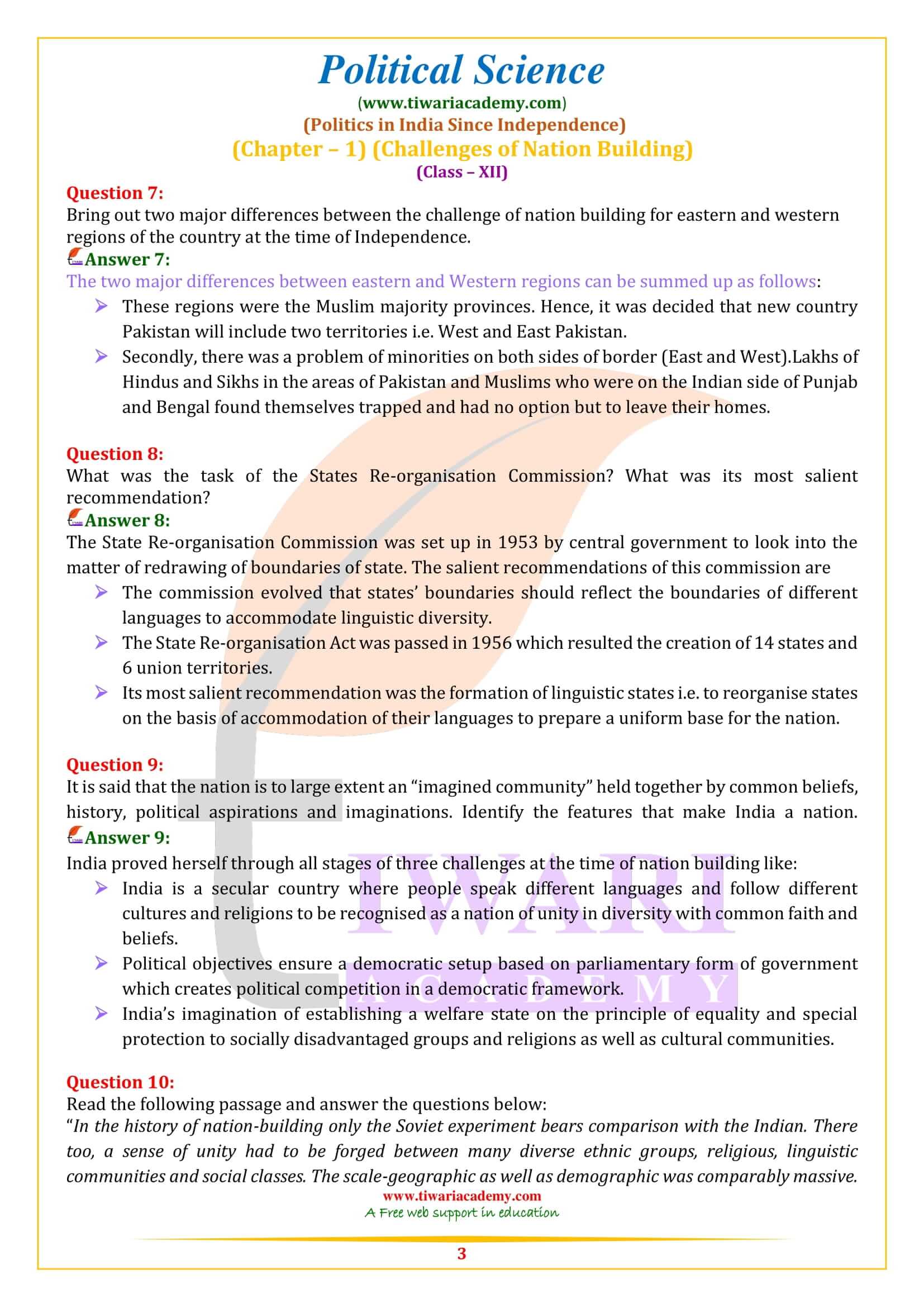 NCERT Solutions for Class 12 Political Science Chapter 1 Part 2