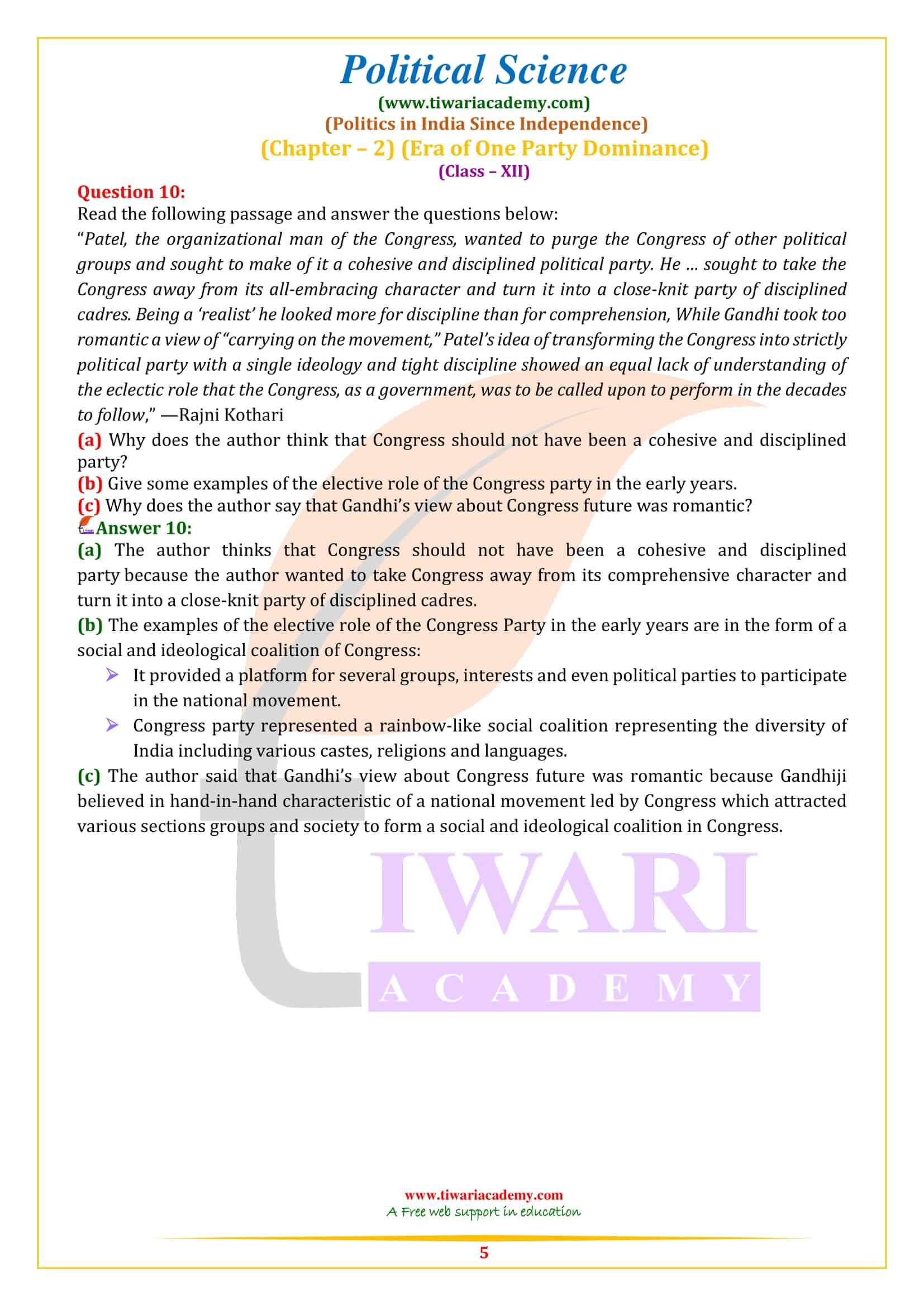 Class 12 Political Science Part 2 Chapter 2 question answers