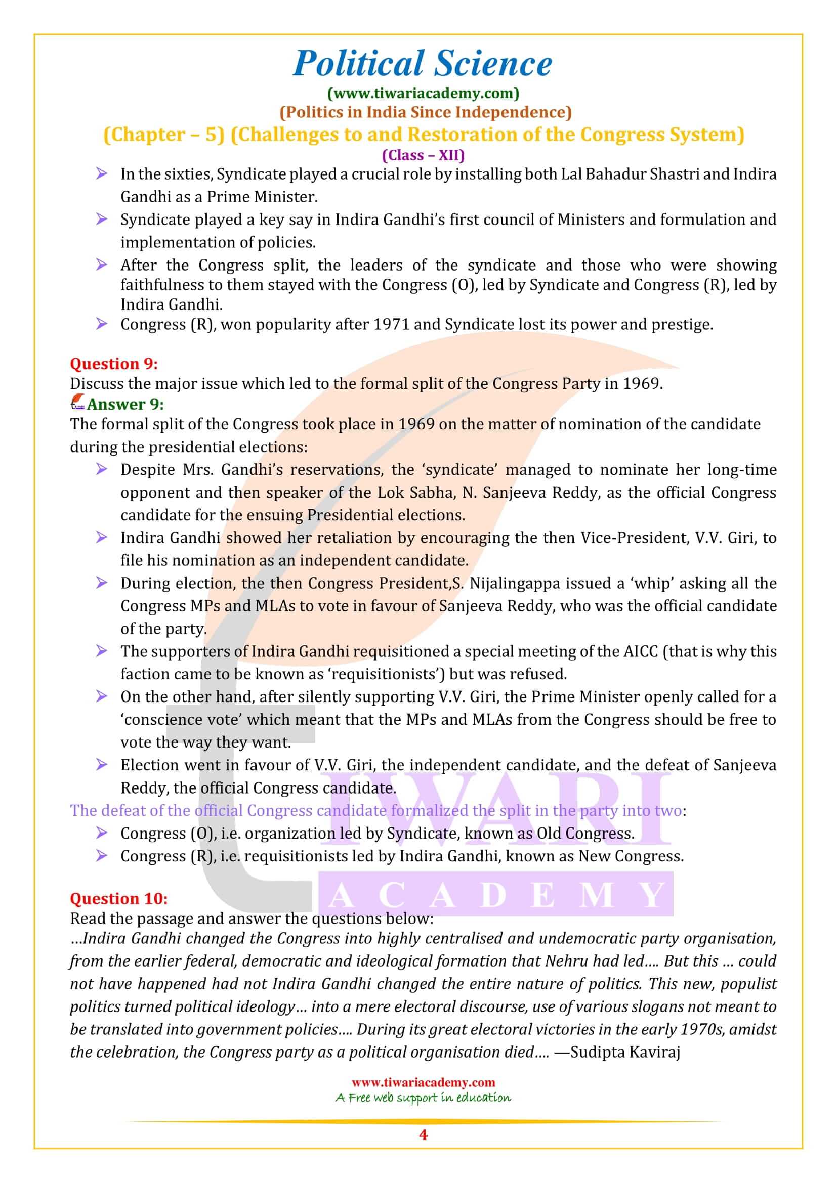 Class 12 Political Science Part 2 Chapter 5