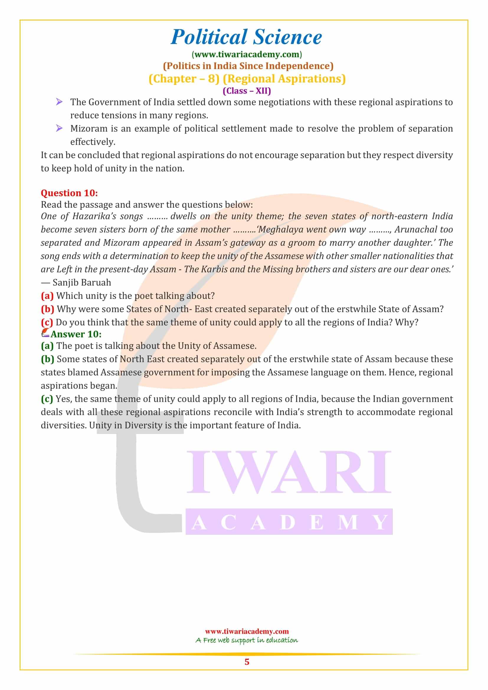 Class 12 Political Science Part 2 Chapter 8