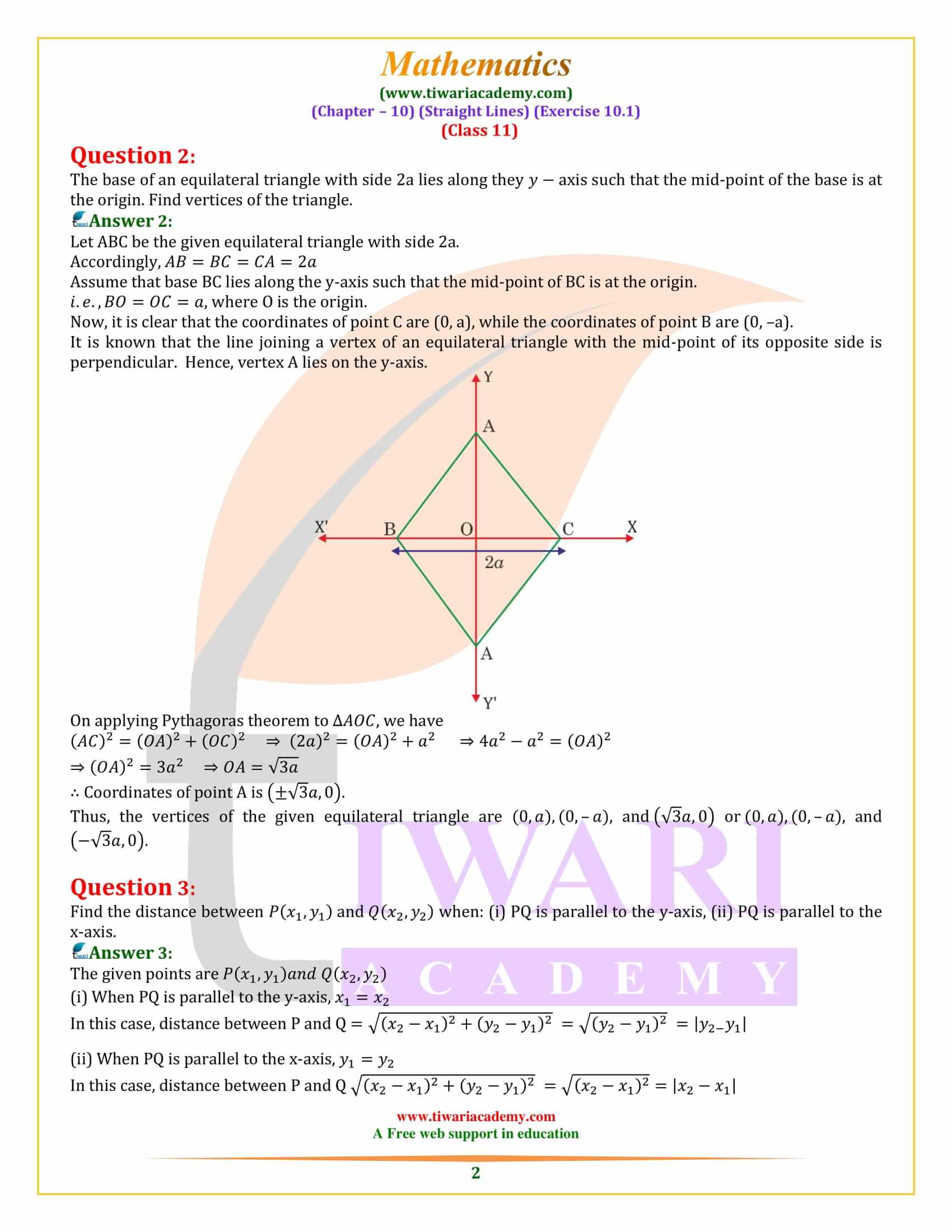 NCERT Solutions for Class 11 Maths Exercise 10.1