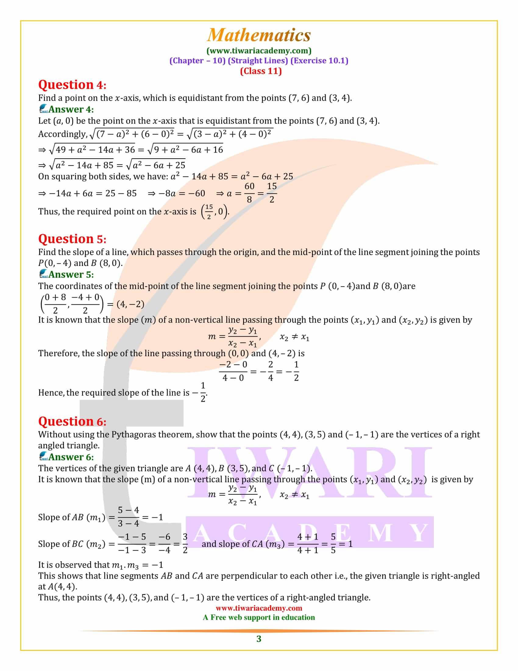 NCERT Solutions for Class 11 Maths Exercise 10.1 in Hindi and English