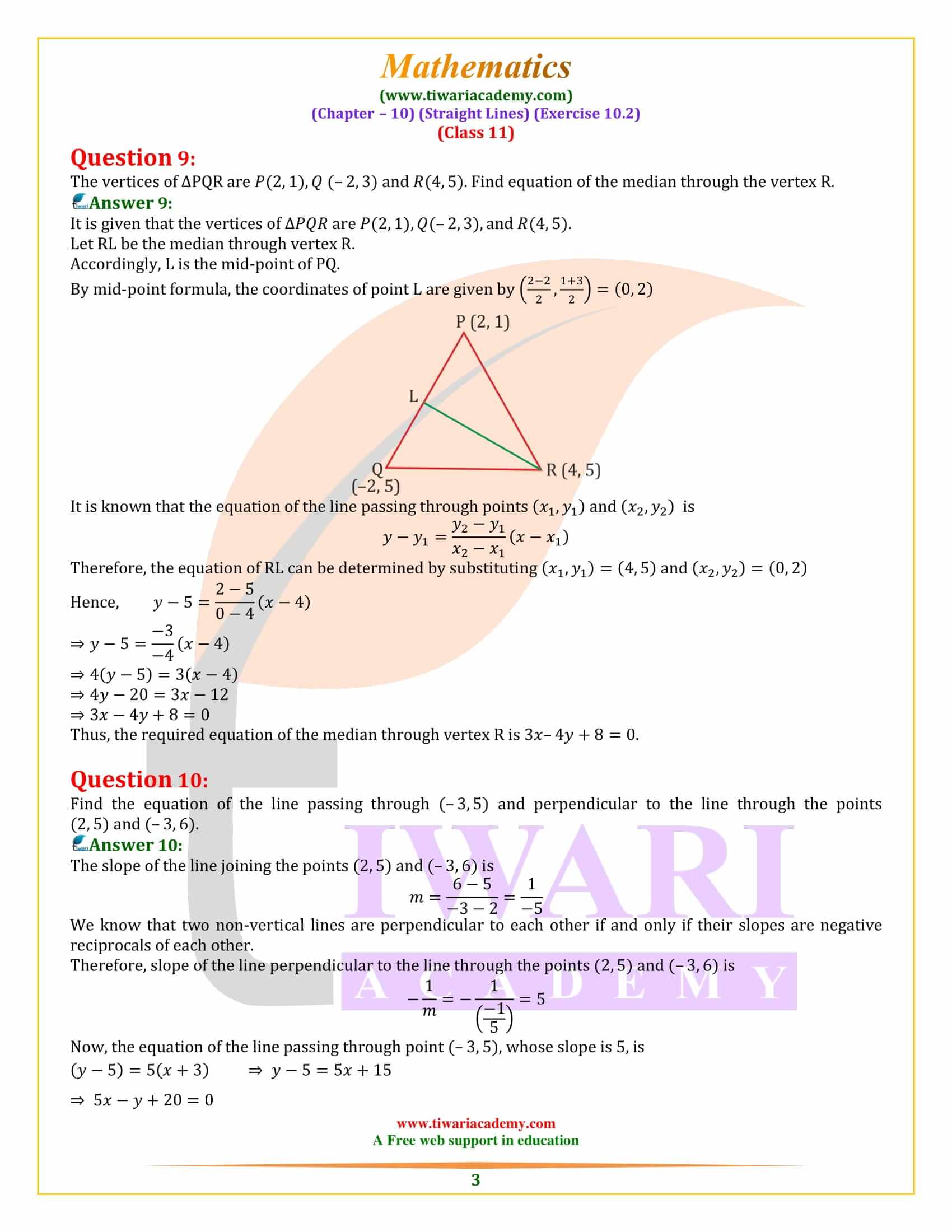 NCERT Solutions for Class 11 Maths Exercise 10.2 in PDF
