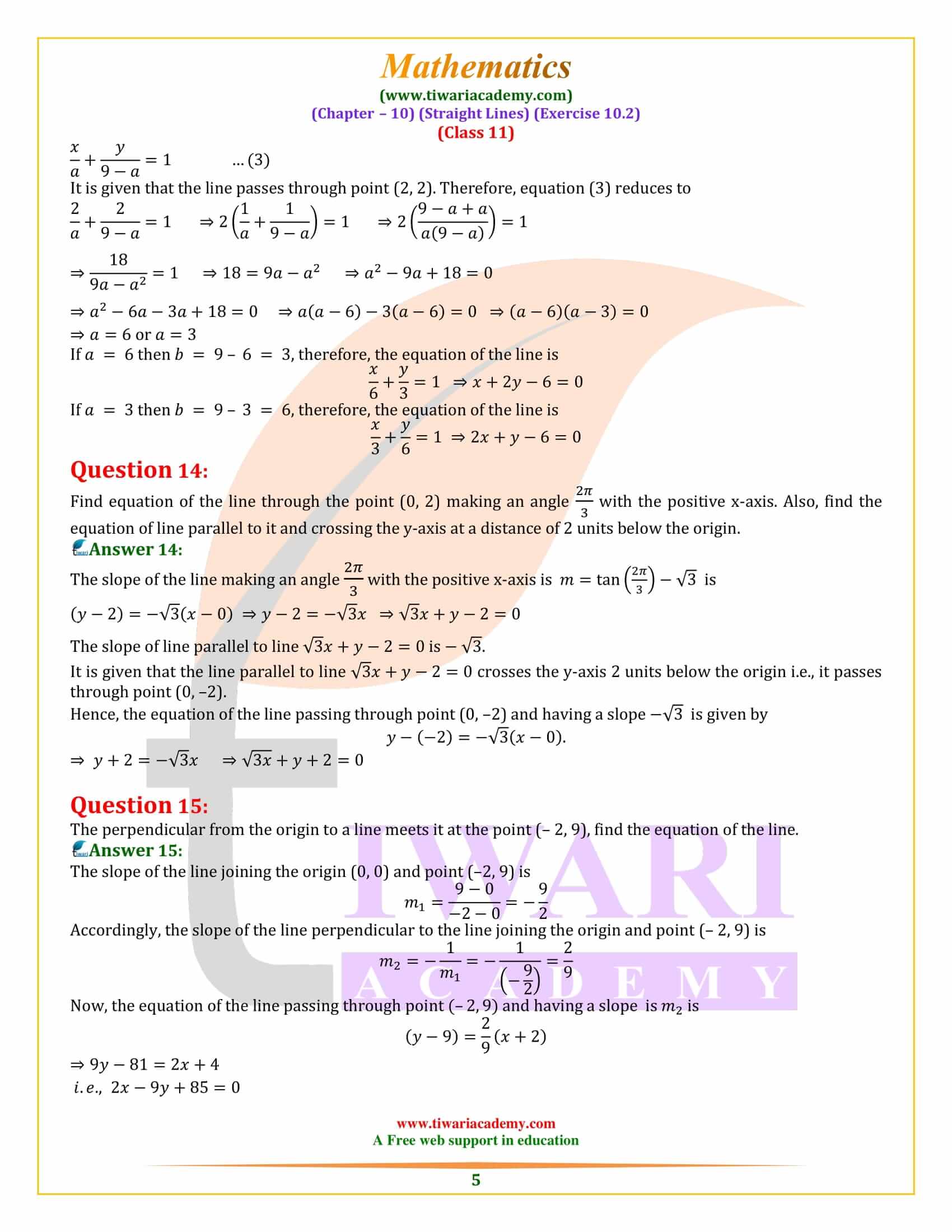 NCERT Solutions for Class 11 Maths Exercise 10.2 pdf download