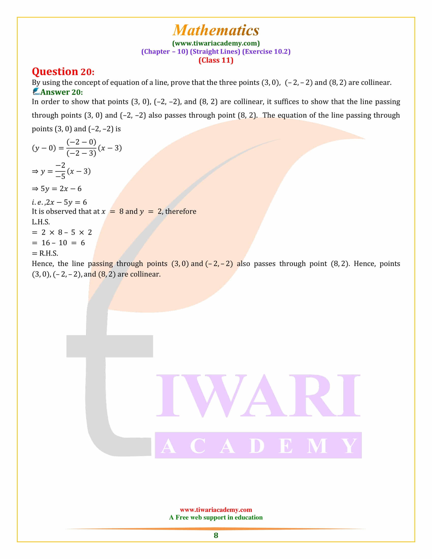 NCERT Solutions for Class 11 Maths Exercise 10.2 free