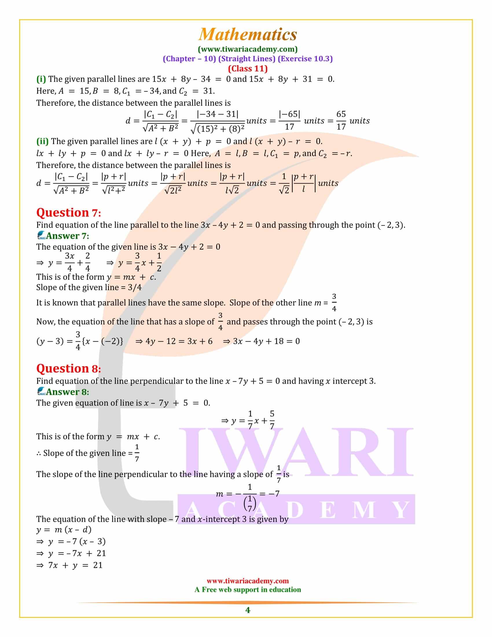 NCERT Solutions for Class 11 Maths Exercise 10.3 download