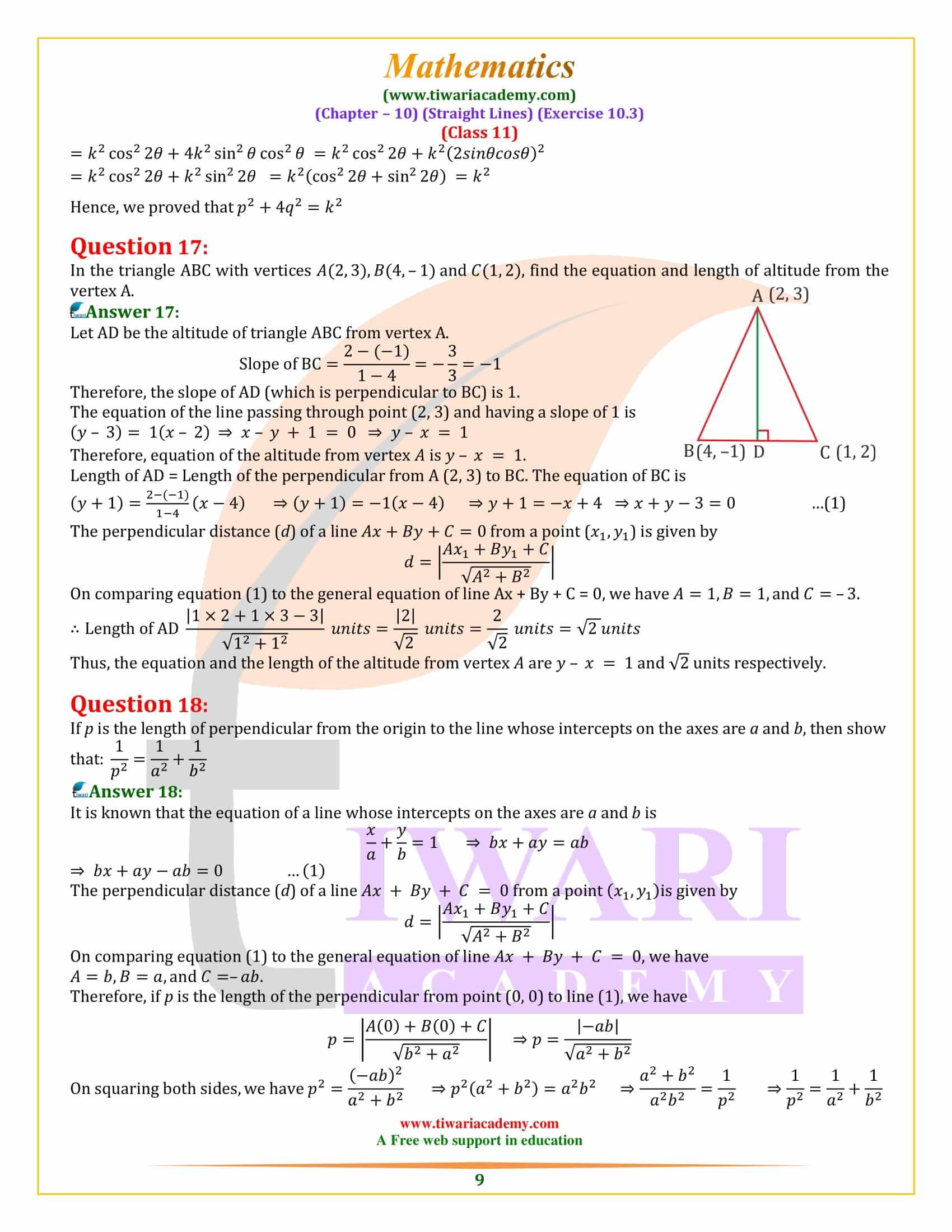 NCERT Solutions for Class 11 Maths Exercise 10.3 free guide