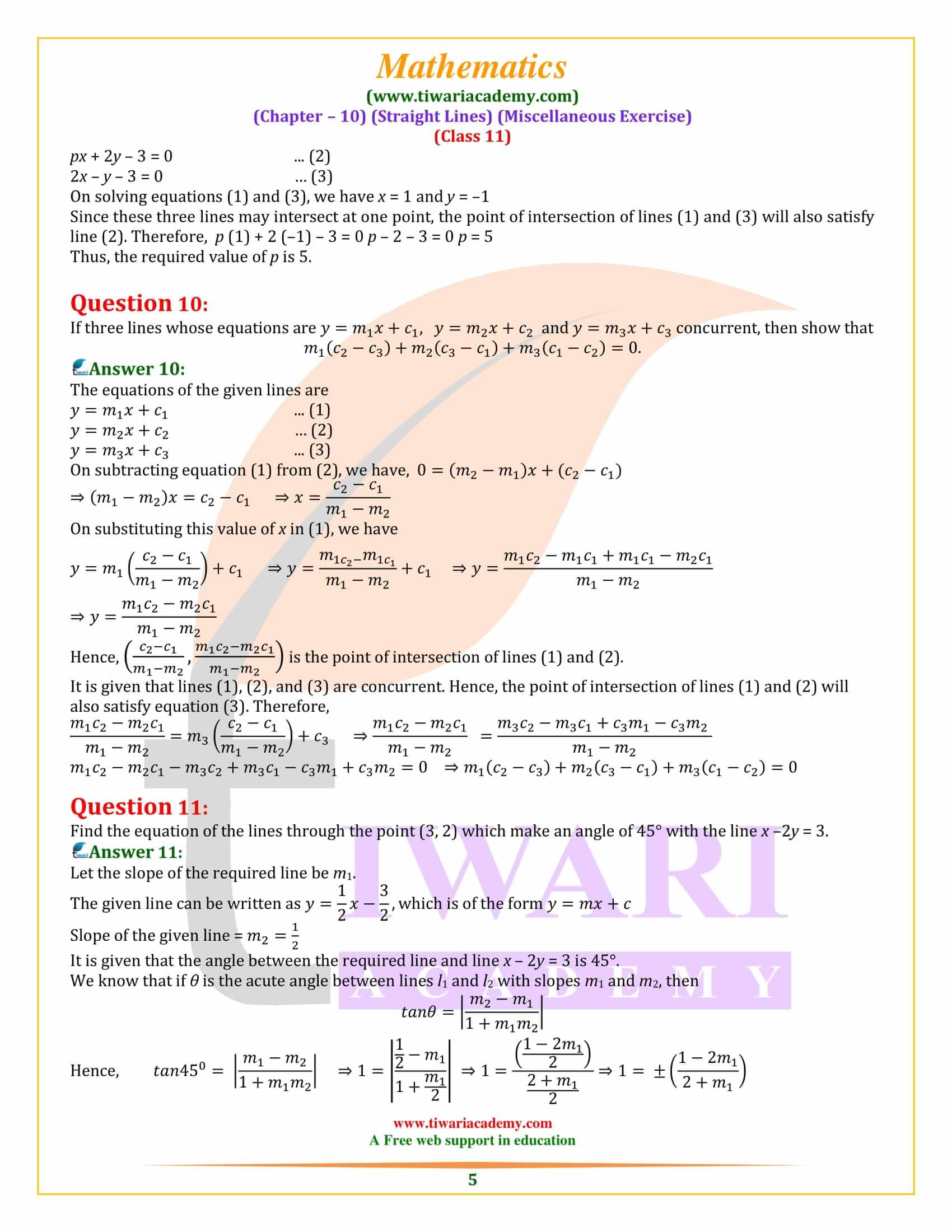 NCERT Solutions for Class 11 Maths Chapter 10 Miscellaneous Exercise download