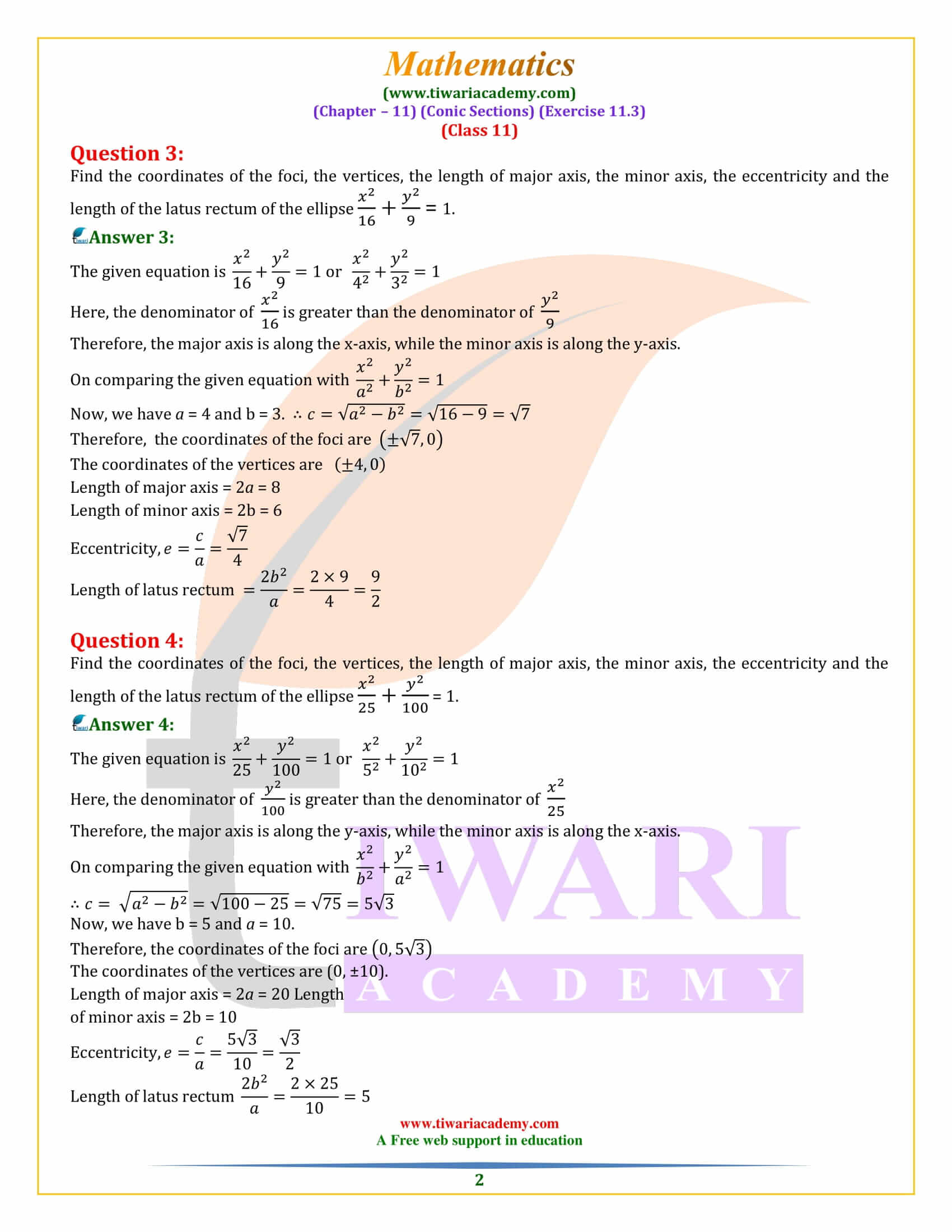 NCERT Solutions for Class 11 Maths Exercise 11.3