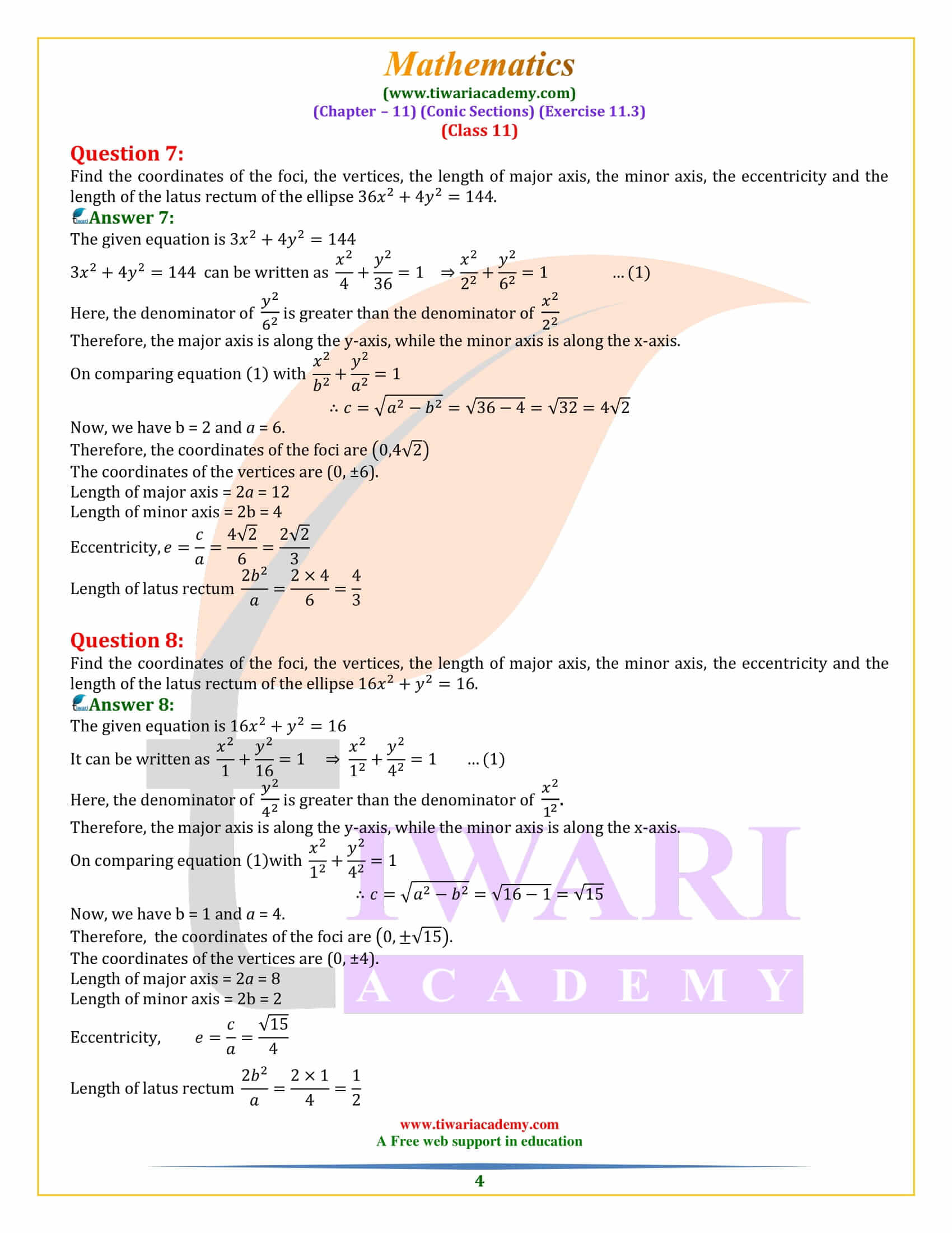 NCERT Solutions for Class 11 Maths Exercise 11.3 free