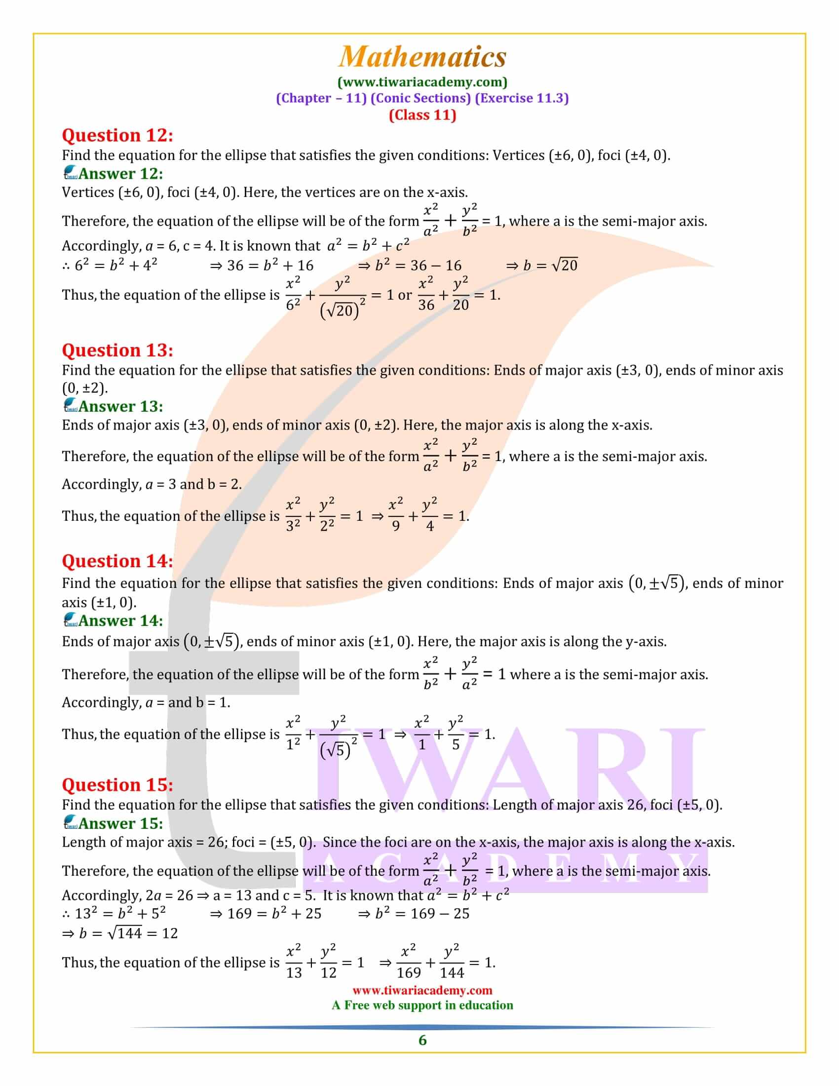 NCERT Solutions for Class 11 Maths Exercise 11.3 guide free