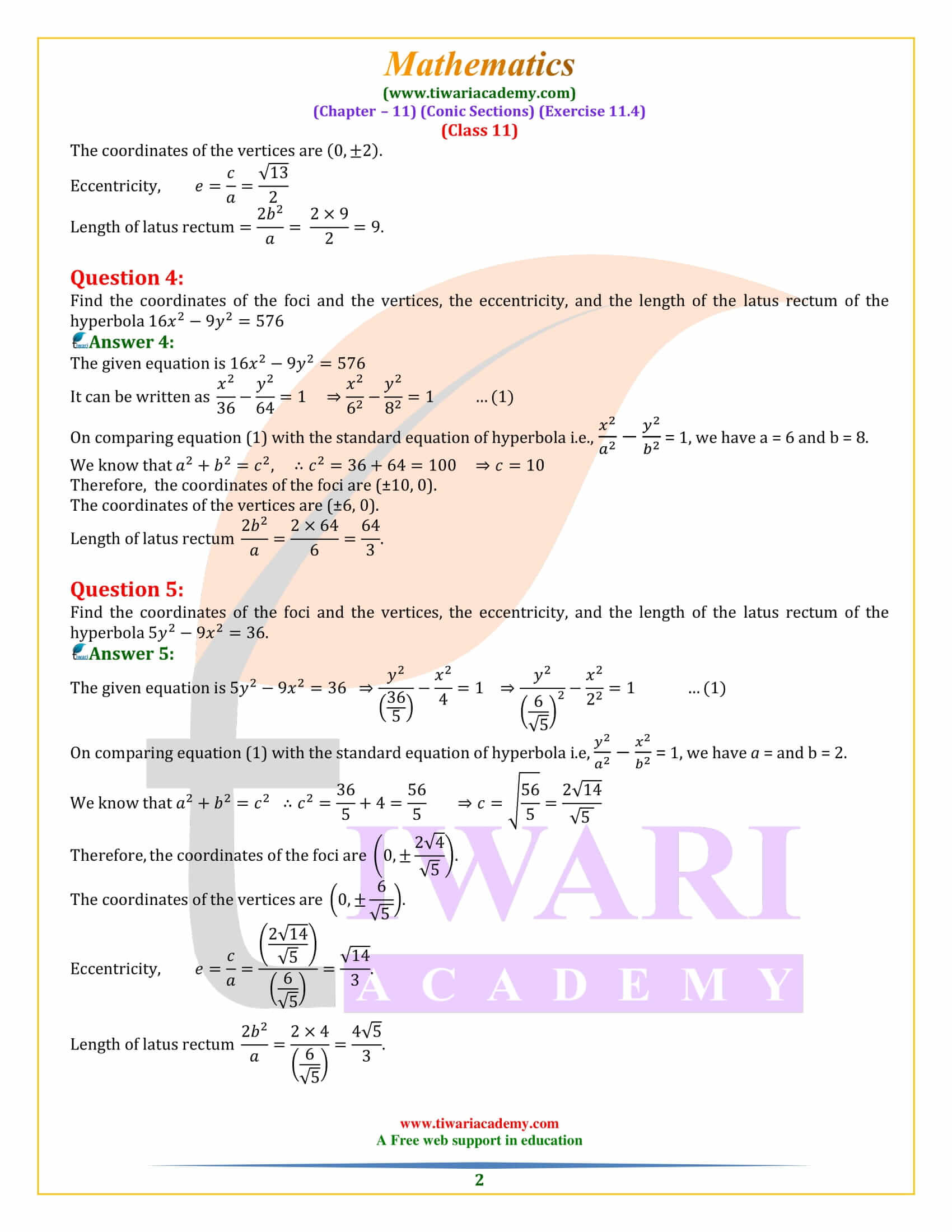 NCERT Solutions for Class 11 Maths Exercise 11.4
