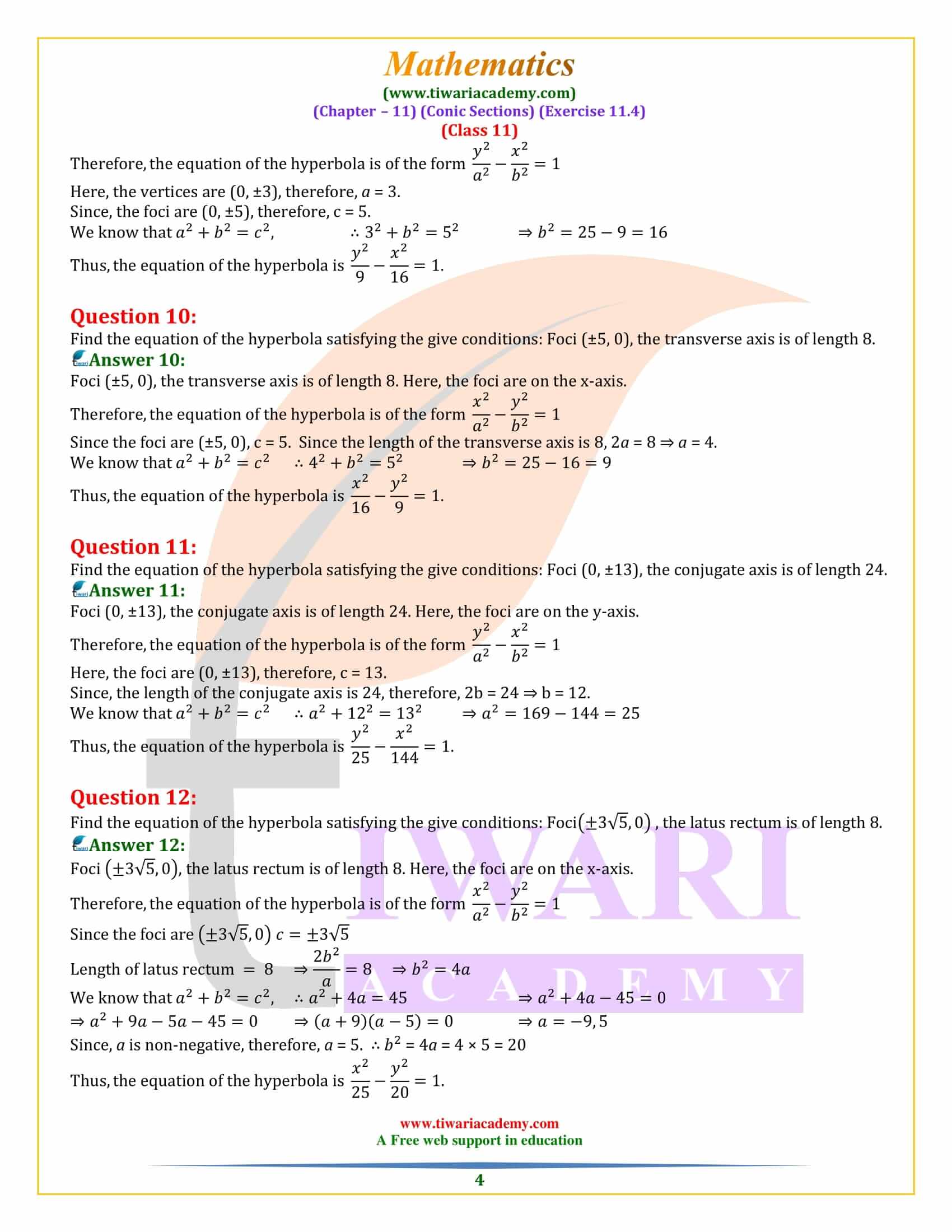 Class 11 Maths Exercise 11.4 in English Medium