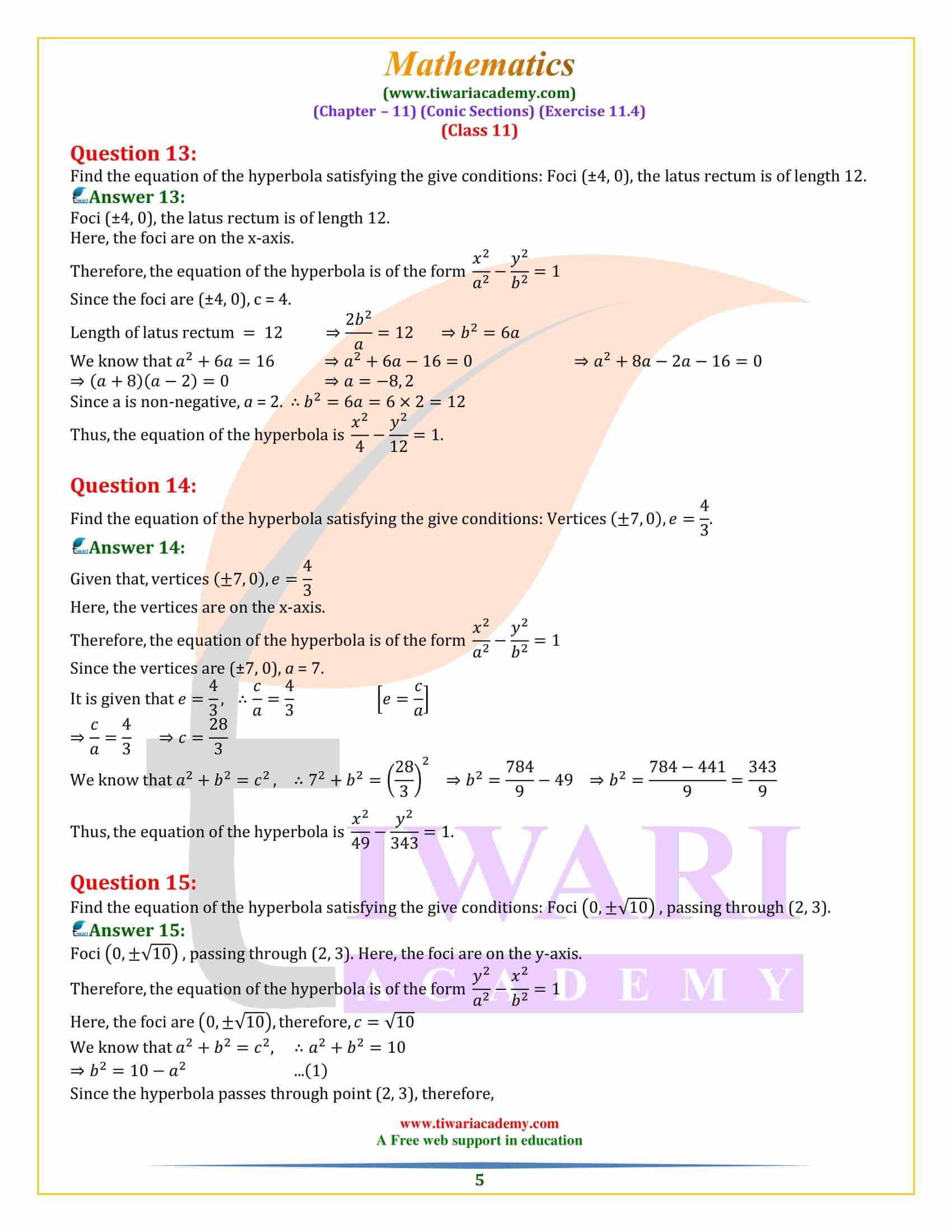 Class 11 Maths Exercise 11.4 free