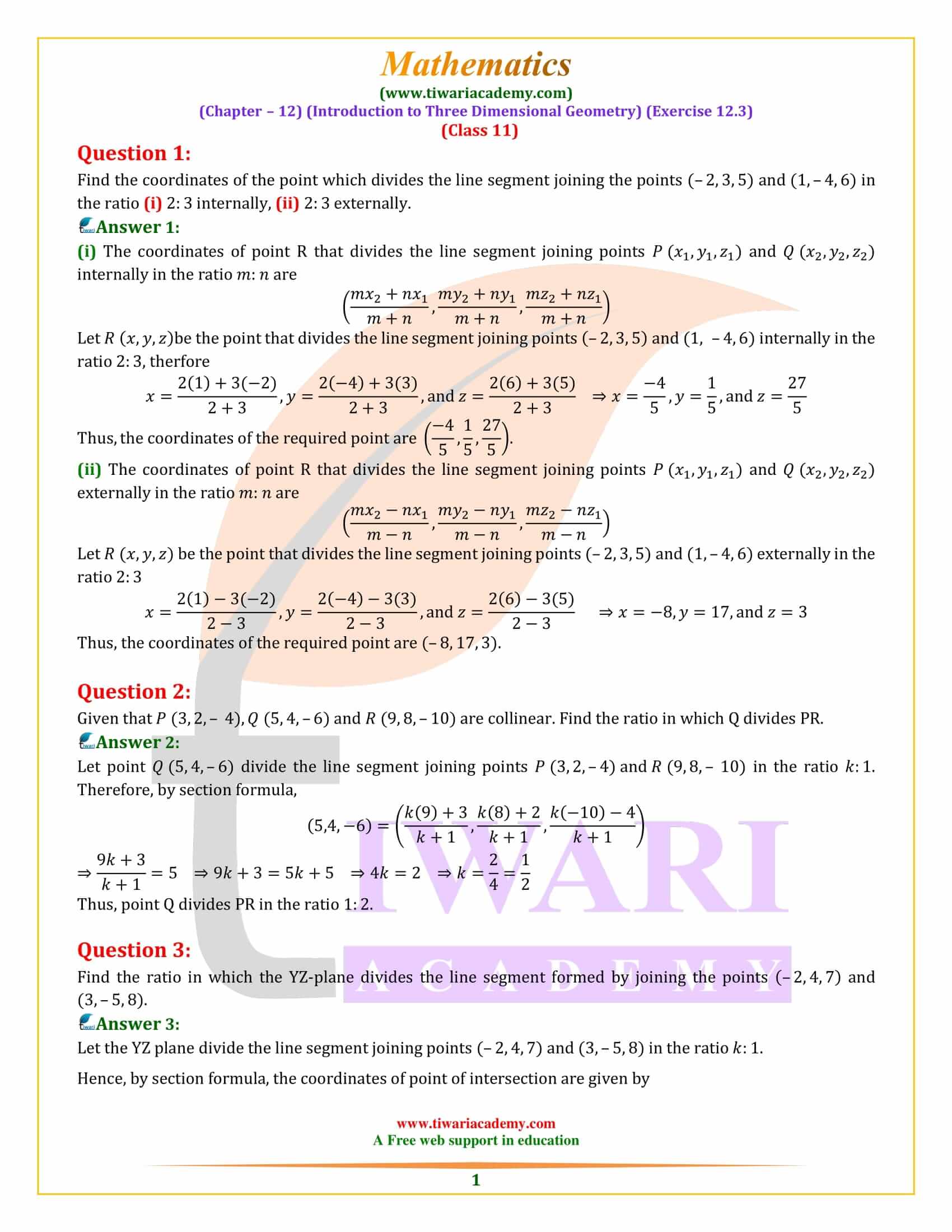 NCERT Solutions for Class 11 Maths Exercise 12.3