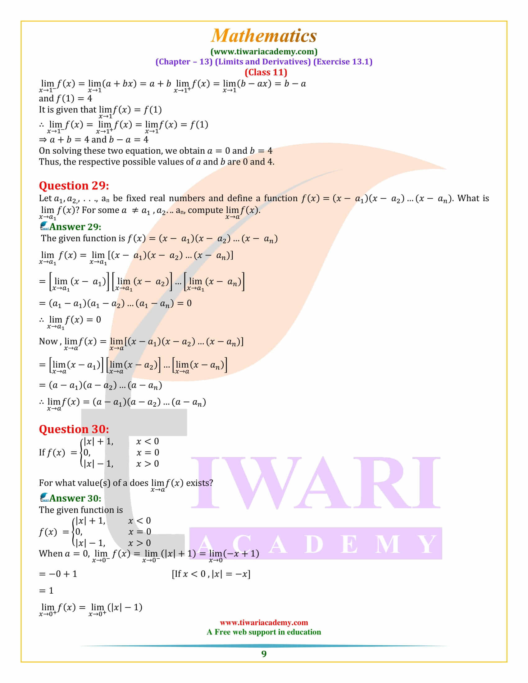 11th Maths 13.1