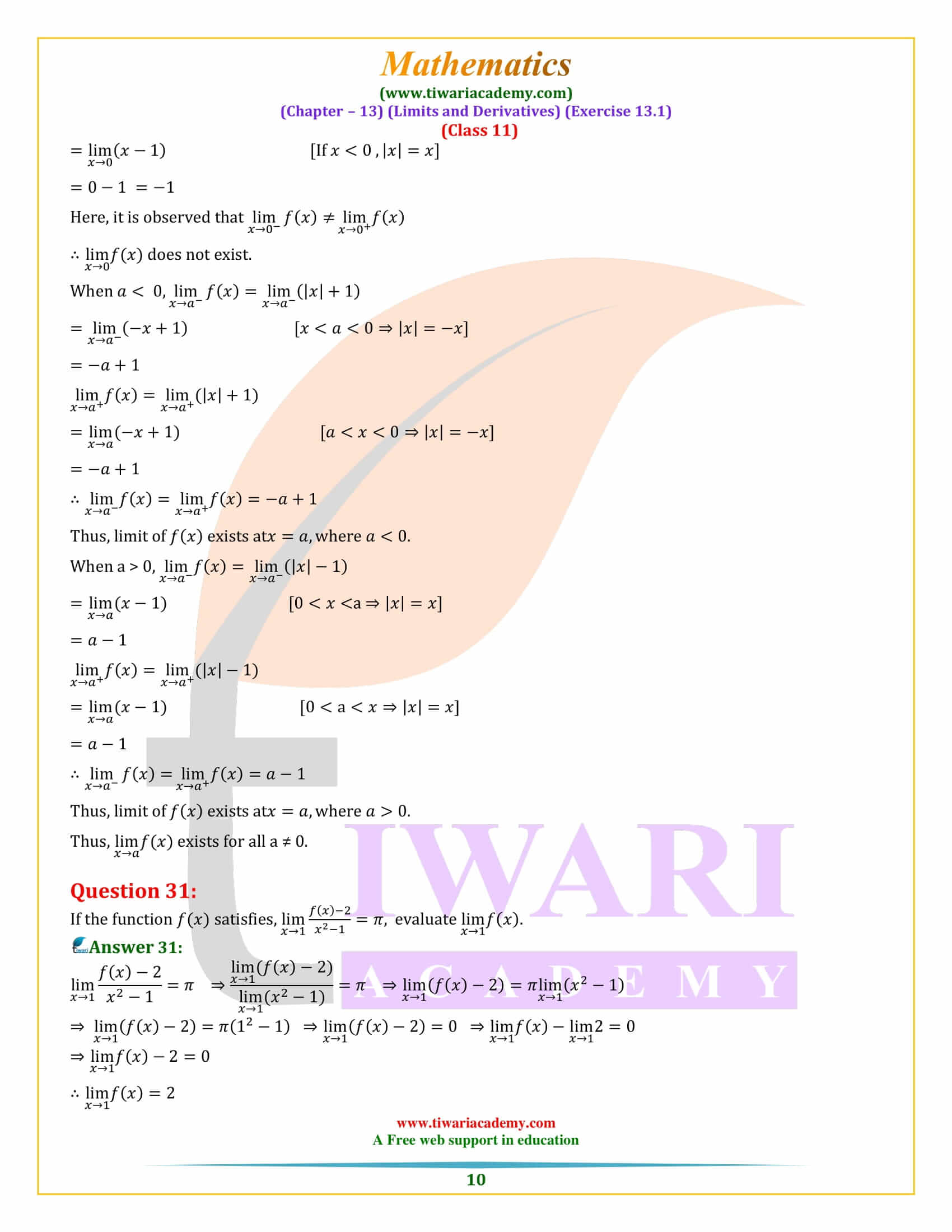 NCERT Solutions for Class 11 Maths Exercise 13.1 sols