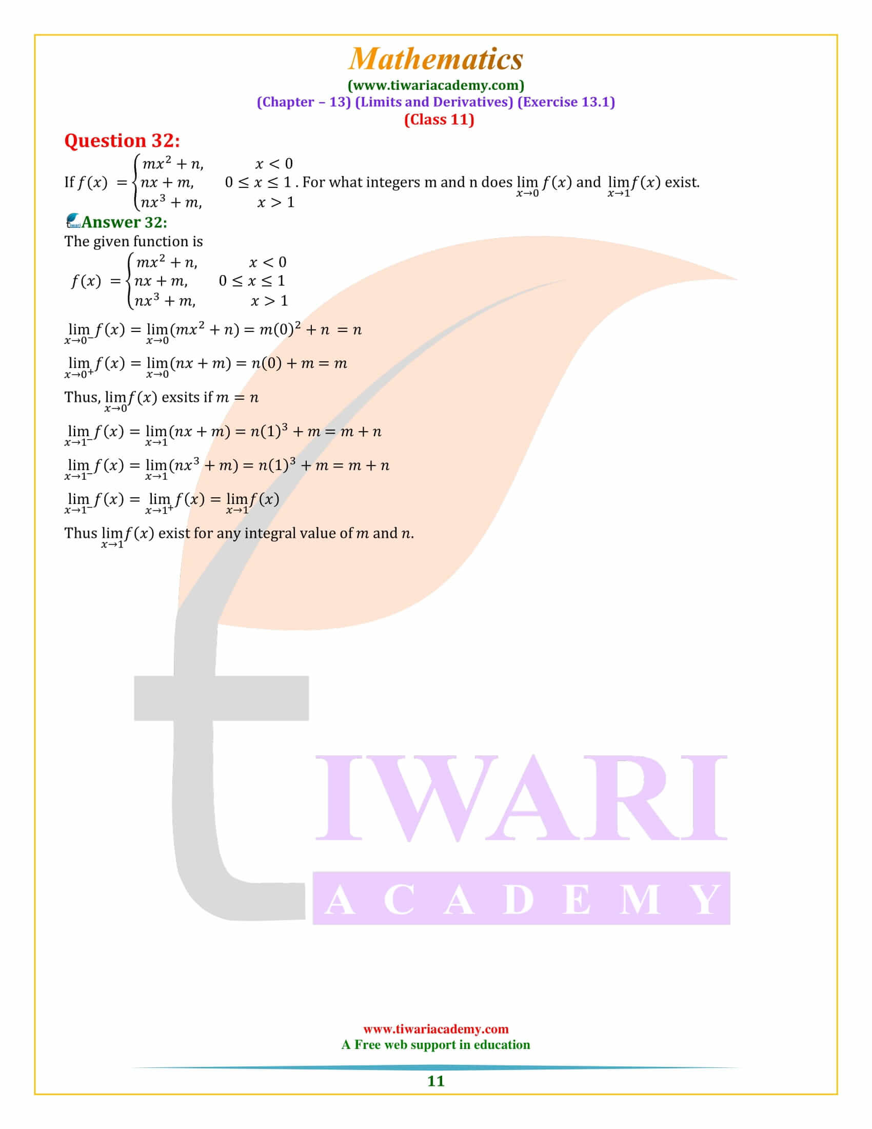 11th Maths Exercise 13.1