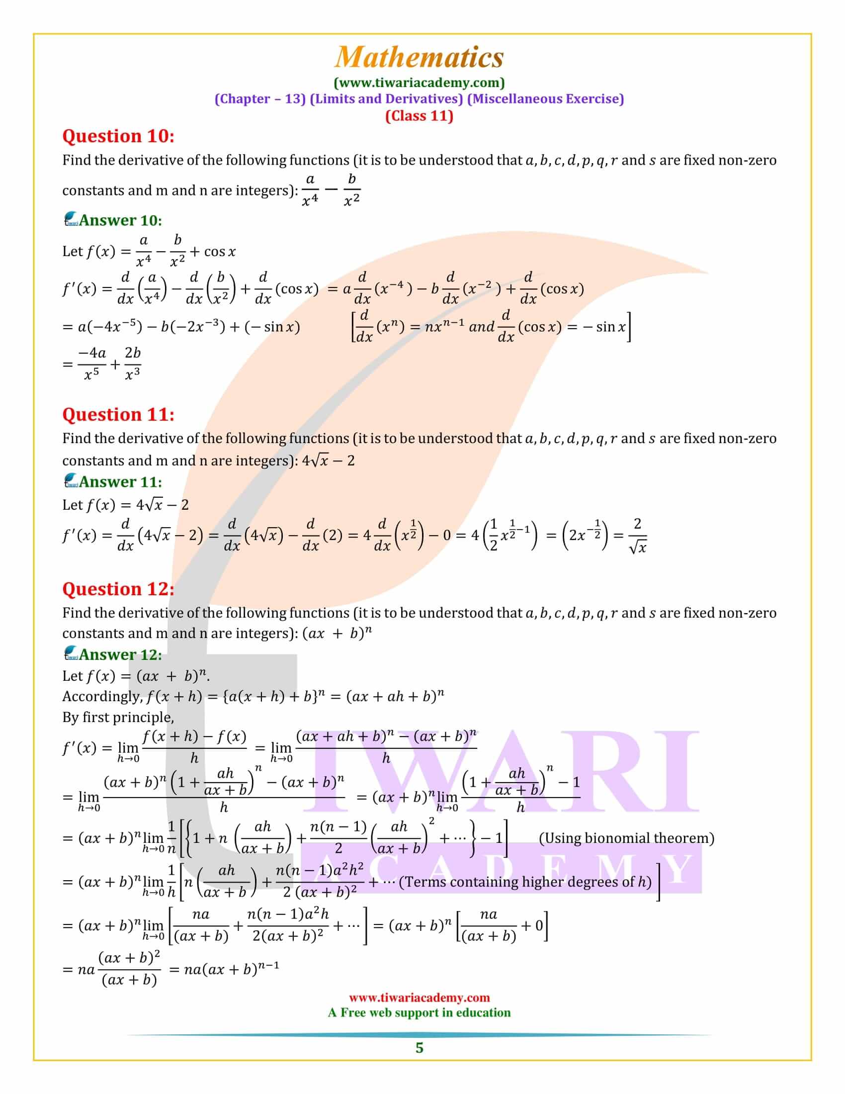 11th Maths Ex. 13 misc