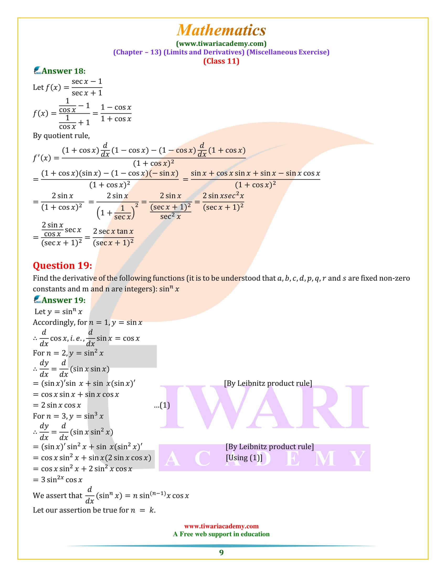 NCERT Solutions for Class 11 Maths Chapter 13 Miscellaneous Exercise download