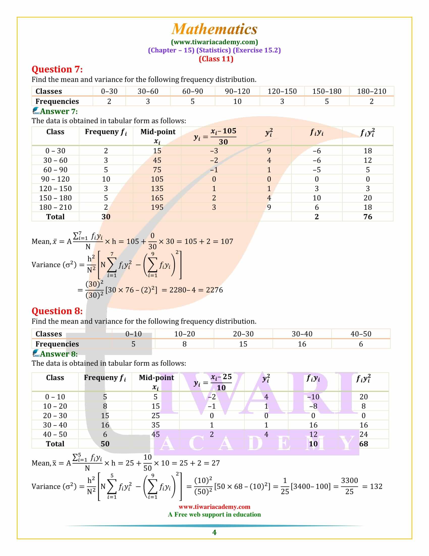 NCERT Solutions for Class 11 Maths Exercise 15.2 in English Medium