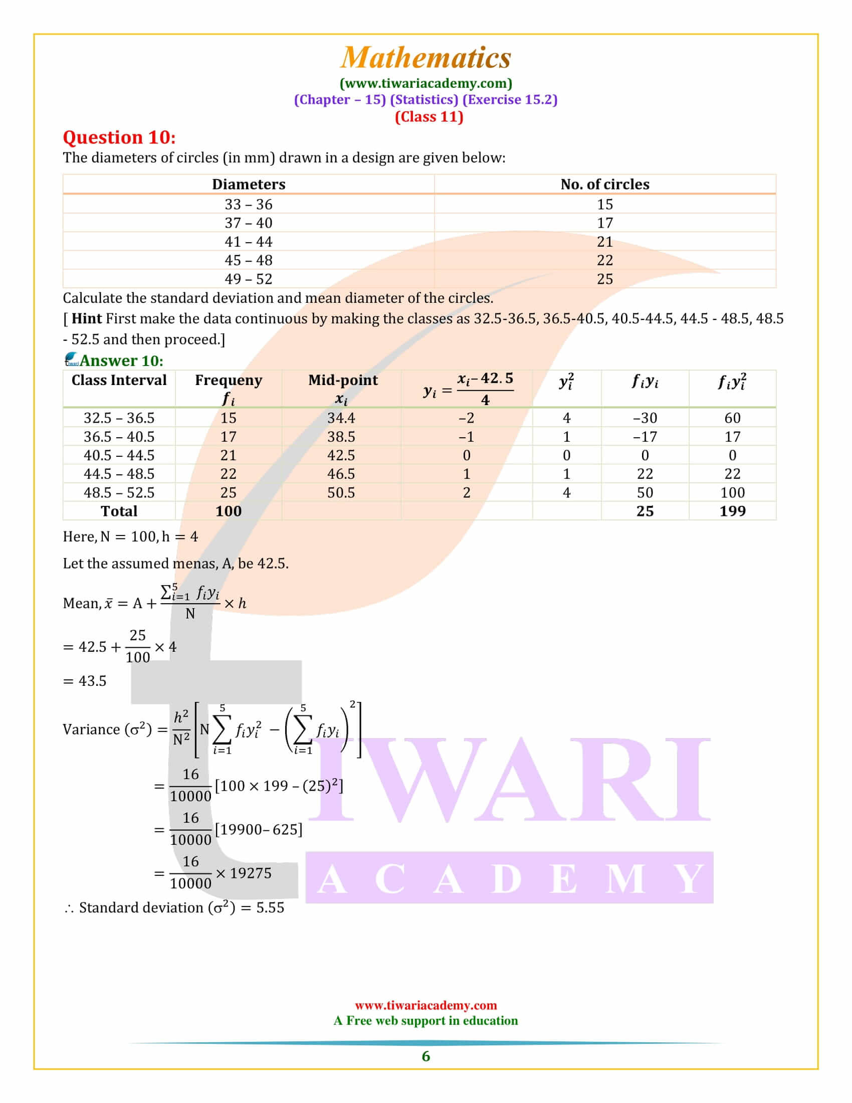 NCERT Solutions for Class 11 Maths Exercise 15.2 guide free